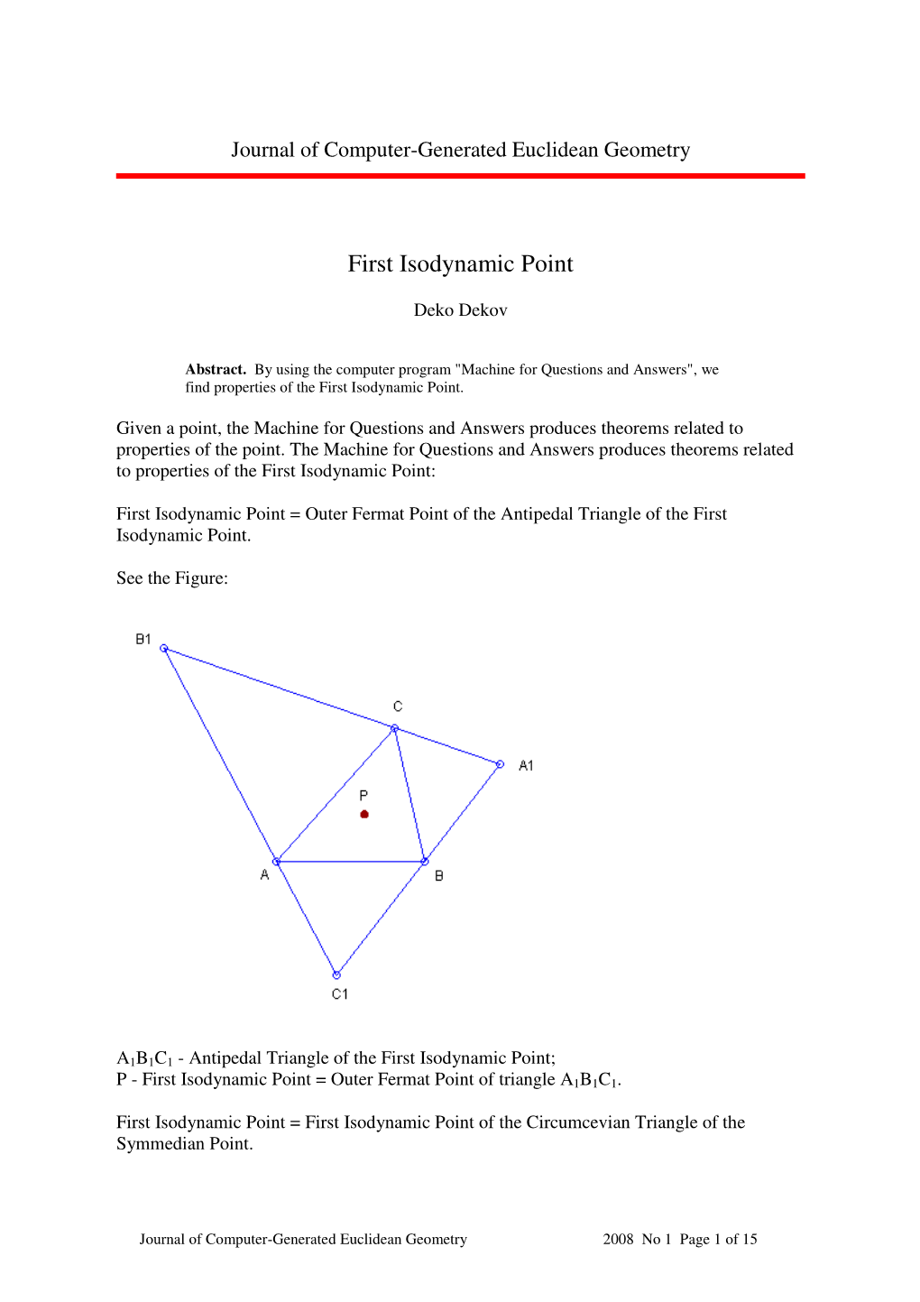 First Isodynamic Point