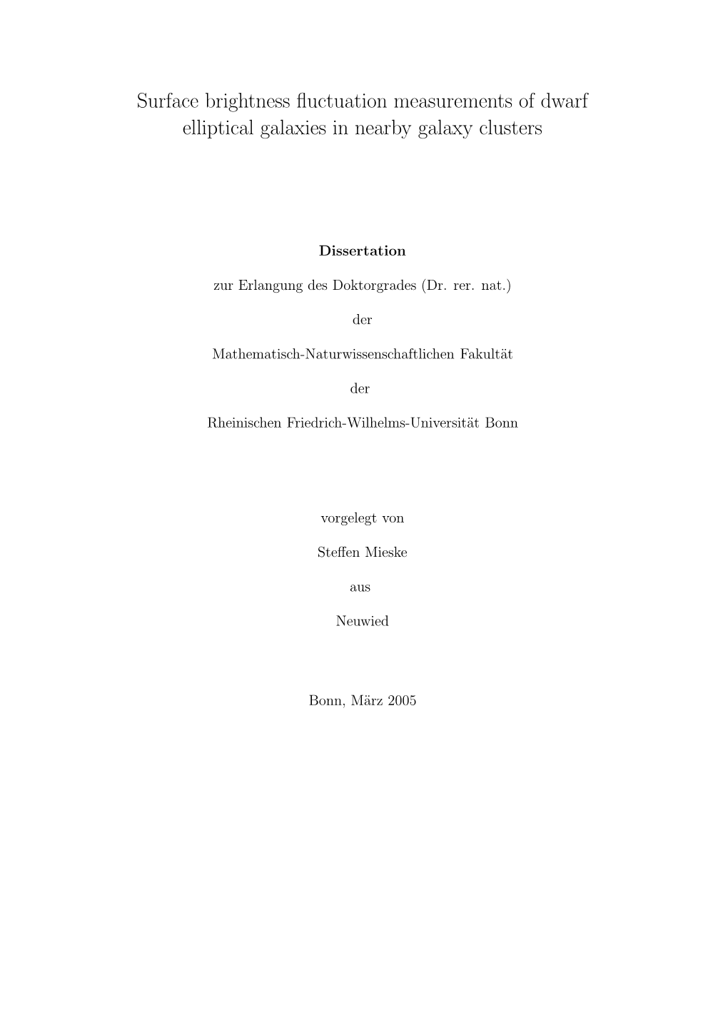 Surface Brightness Fluctuation Measurements of Dwarf Elliptical