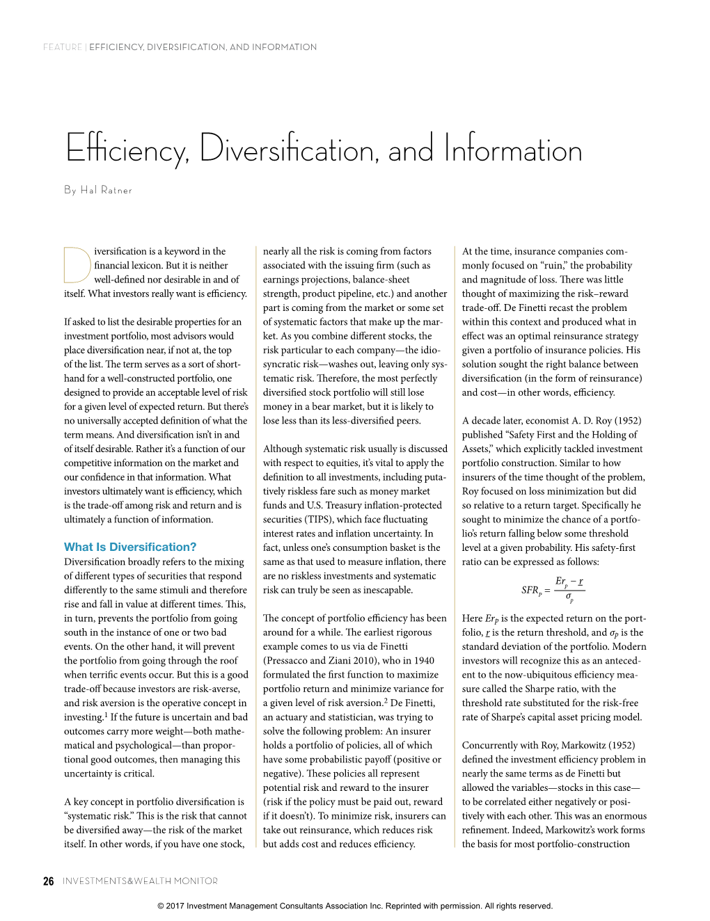 Efficiency, Diversification, and Information