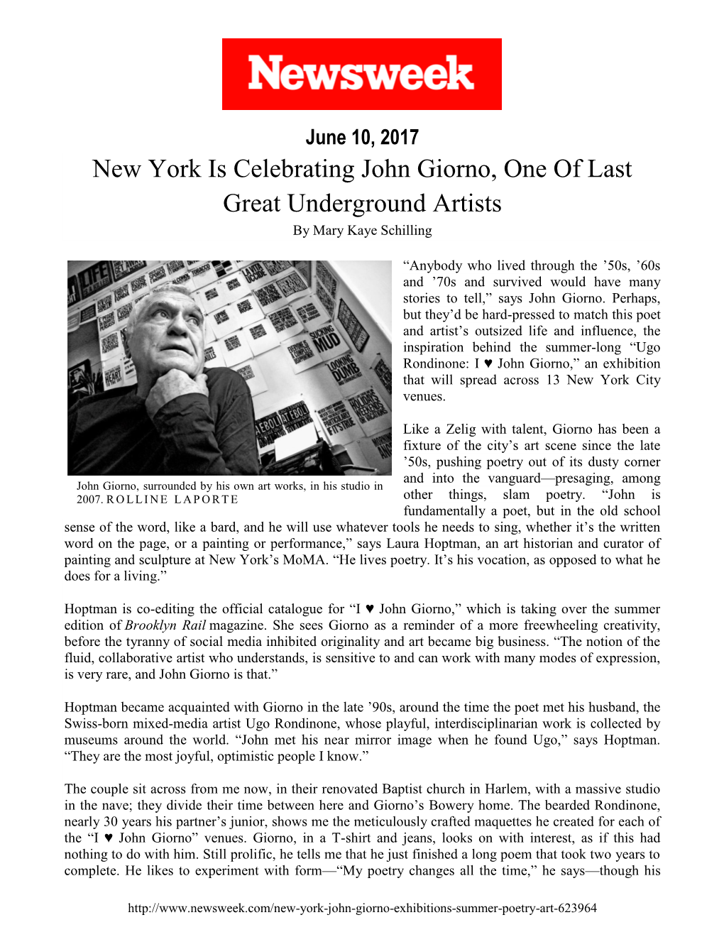 New York Is Celebrating John Giorno, One of Last Great Underground Artists by Mary Kaye Schilling