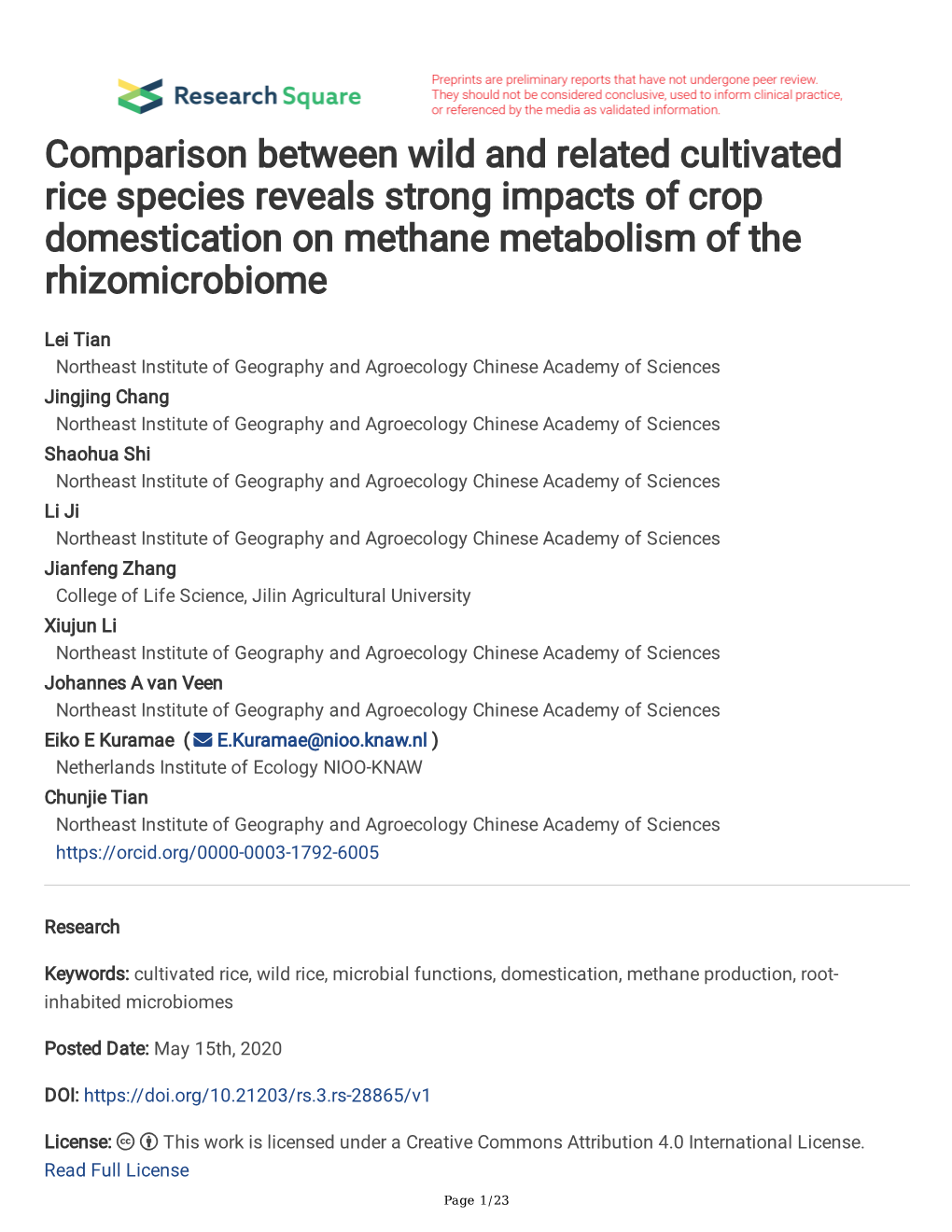 Comparison Between Wild and Related Cultivated Rice Species Reveals Strong Impacts of Crop Domestication on Methane Metabolism of the Rhizomicrobiome