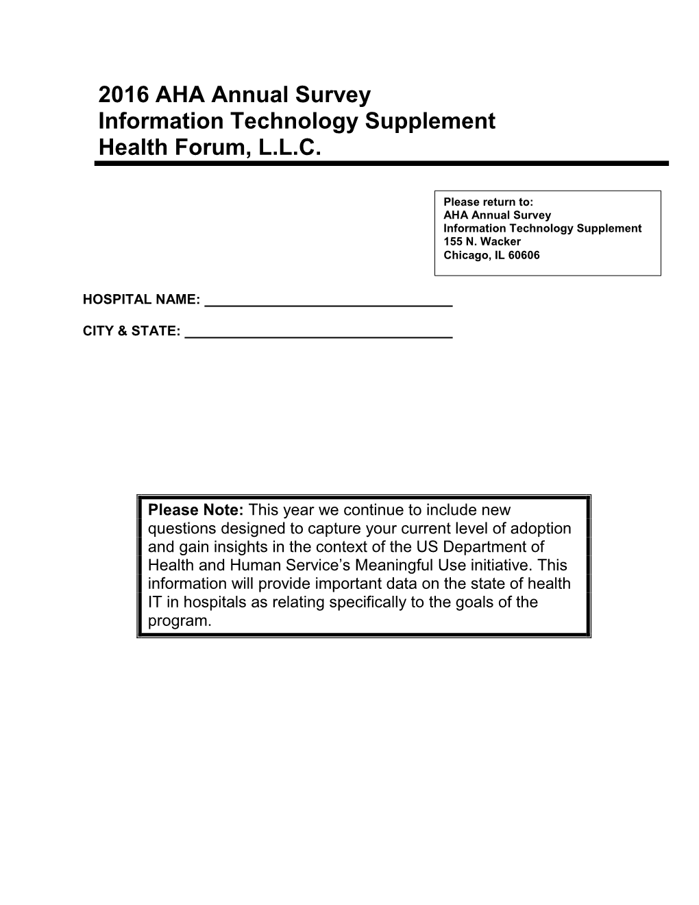 2016 AHA IT Survey