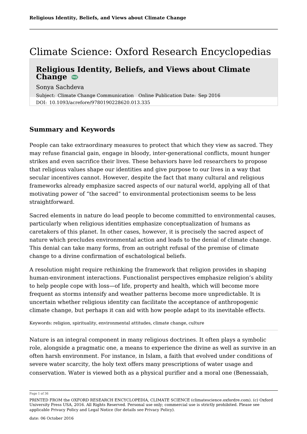 Religious Identity, Beliefs, and Views About Climate Change