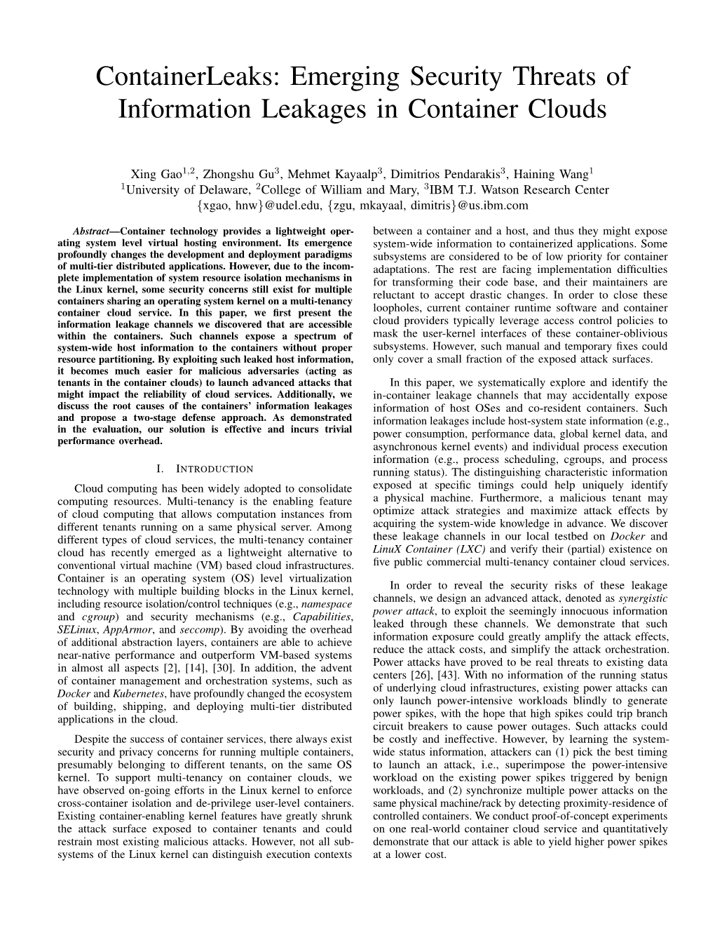 Emerging Security Threats of Information Leakages in Container Clouds