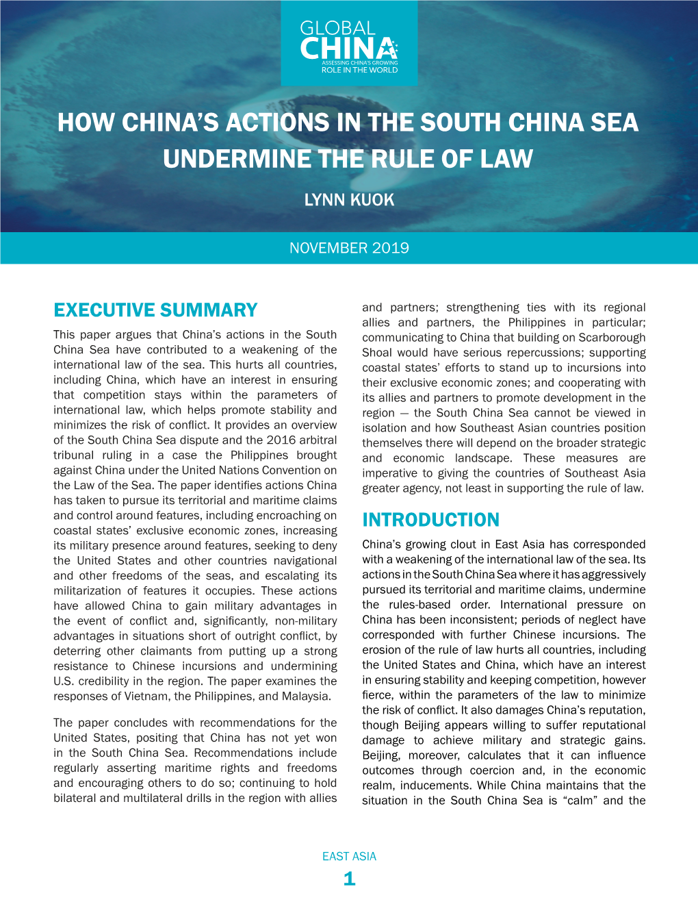 How China's Actions in the South China Sea Undermine the Rule Of