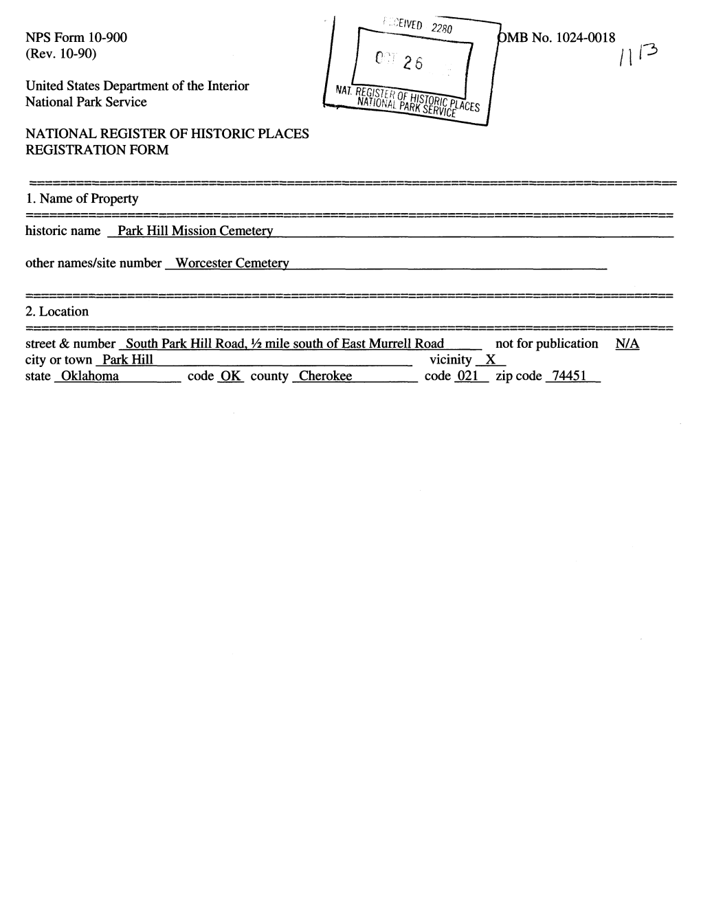 NFS Form 10-900 (Rev. 10-90) United States Department of the Interior