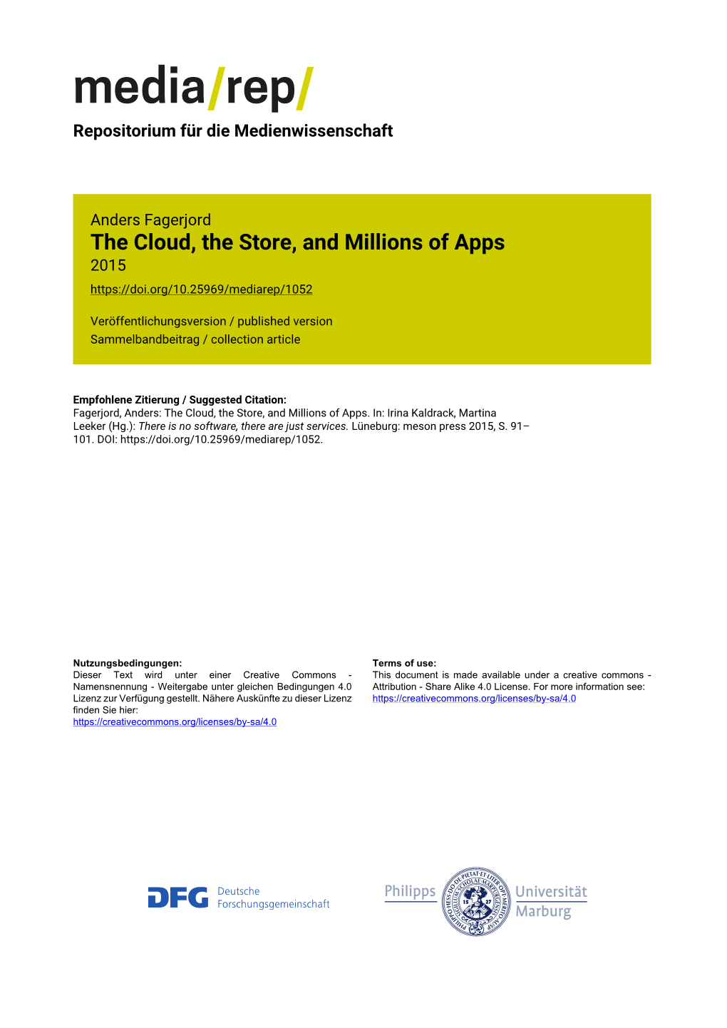 The Cloud, the Store, and Millions of Apps 2015