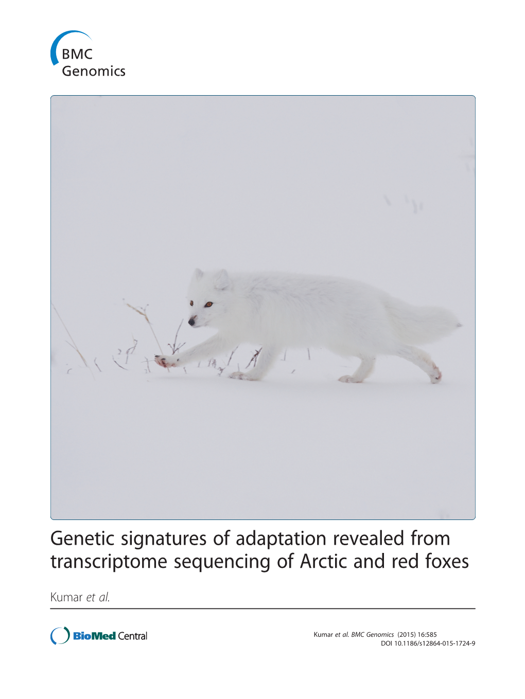 Genetic Signatures of Adaptation Revealed from Transcriptome Sequencing of Arctic and Red Foxes