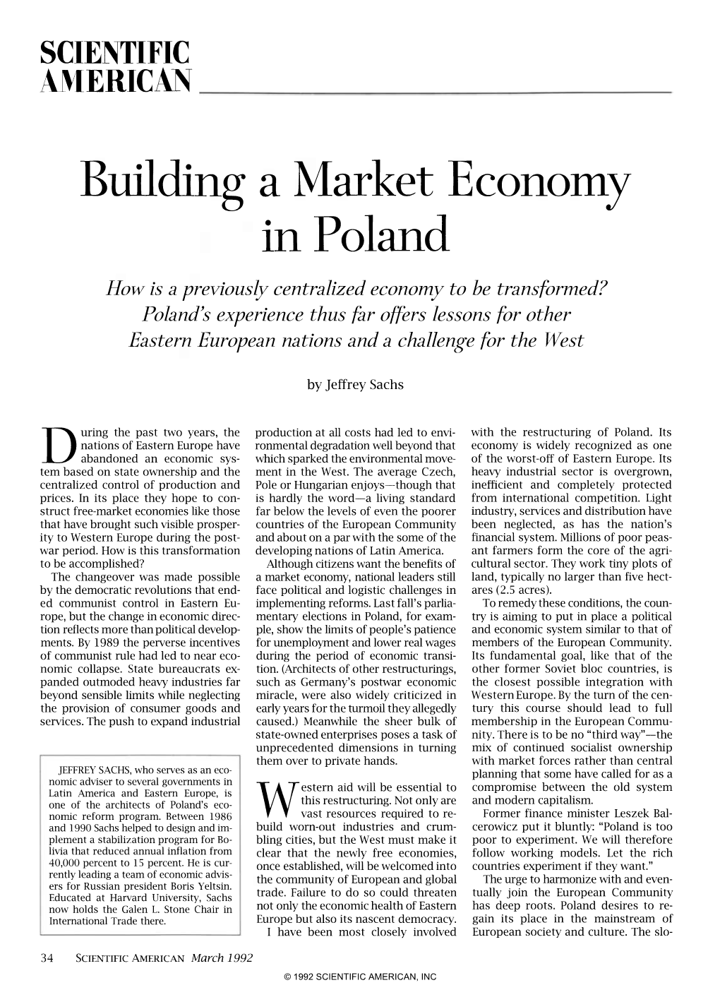 Building a Market Economy in Poland