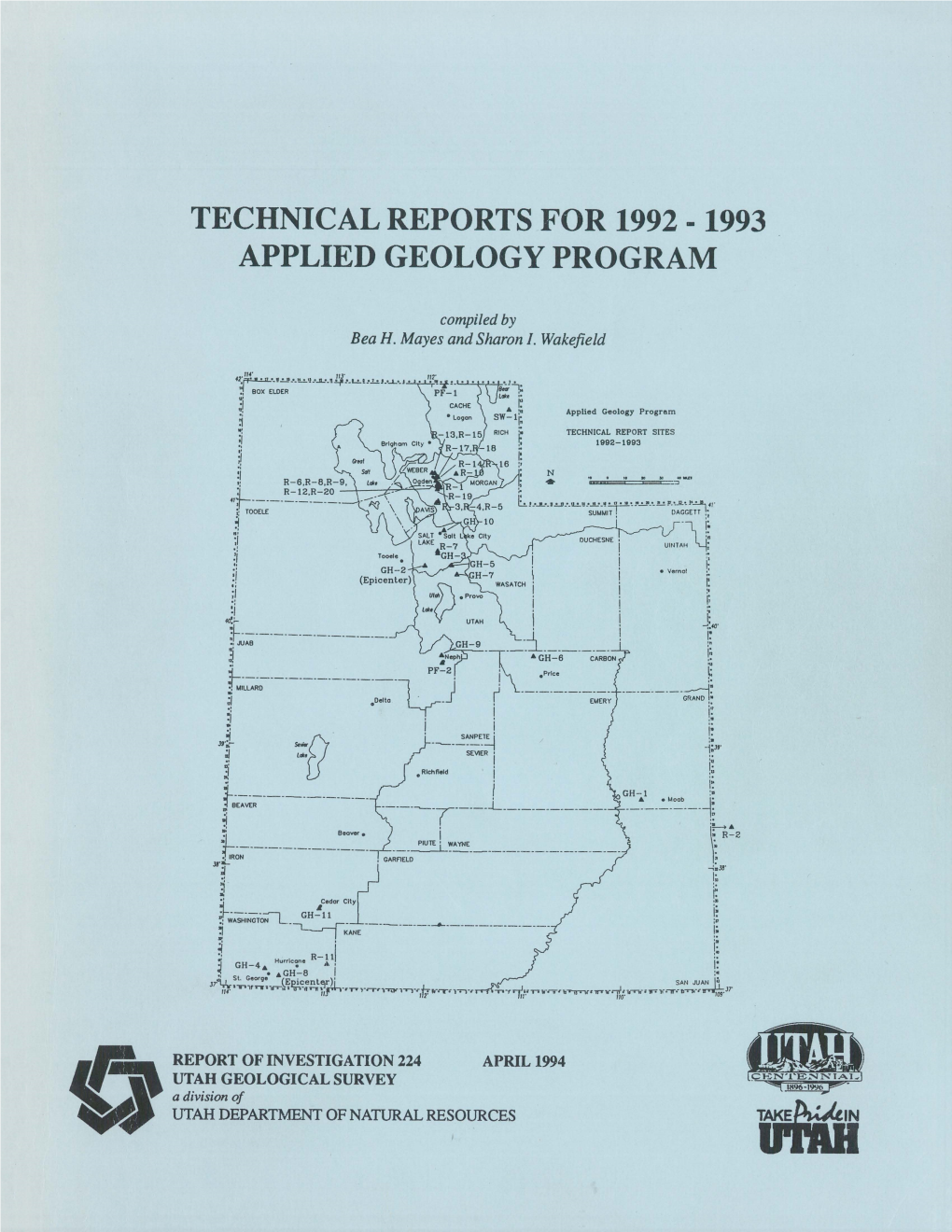 Technical Reports for 1992-1993 Applied Geology Program