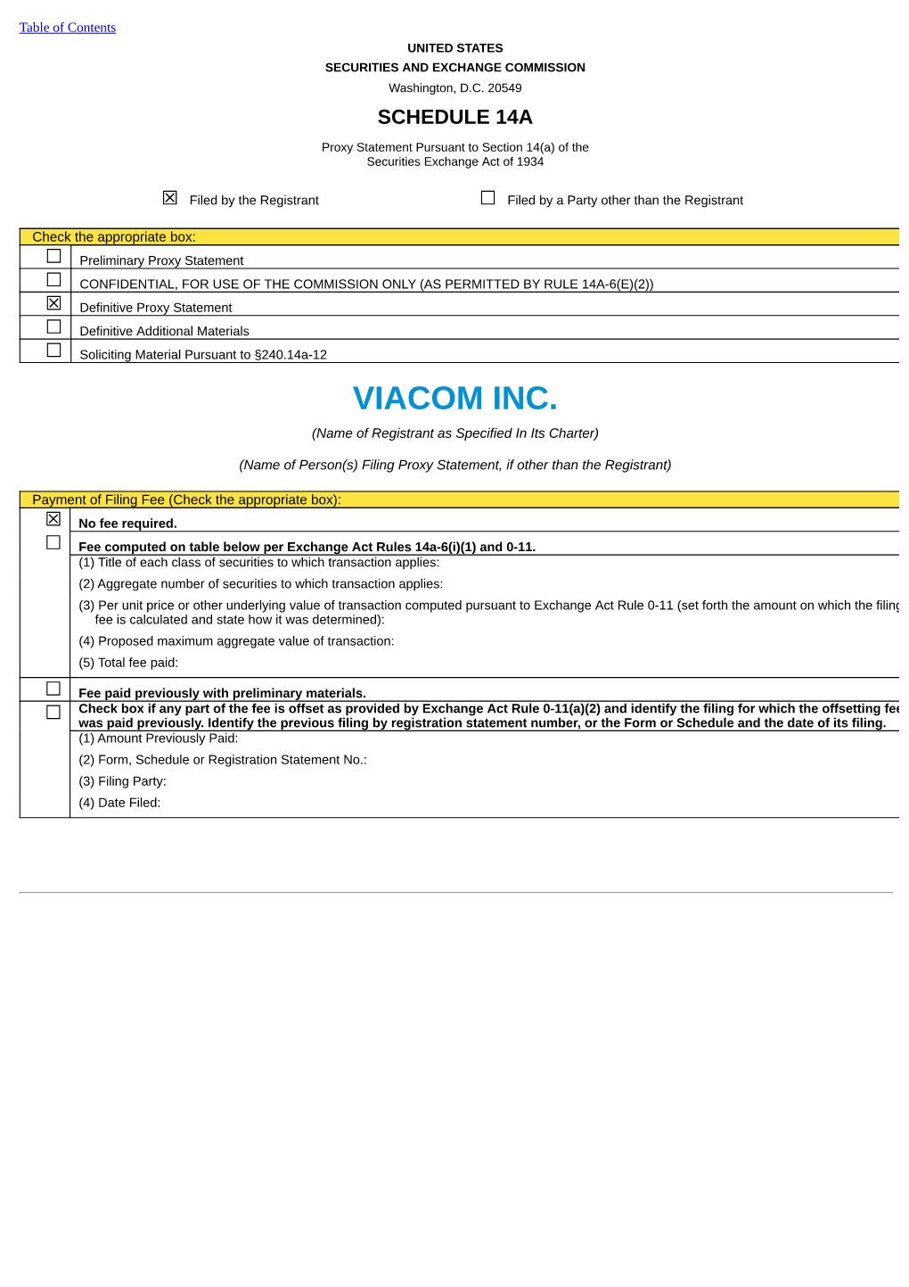 VIACOM INC. (Name of Registrant As Specified in Its Charter)