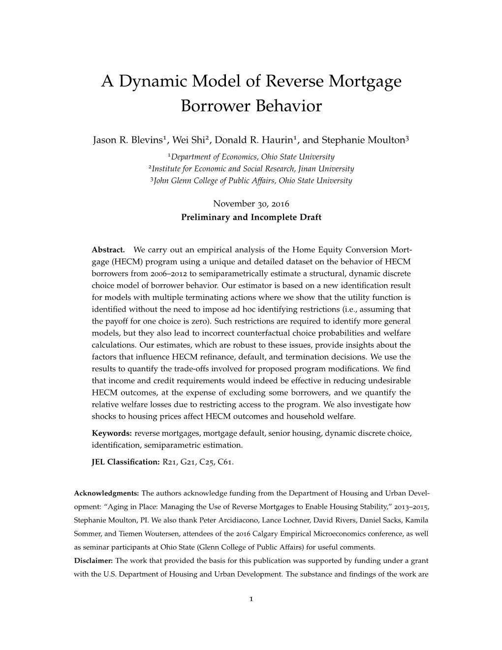 A Dynamic Model of Reverse Mortgage Borrower Behavior
