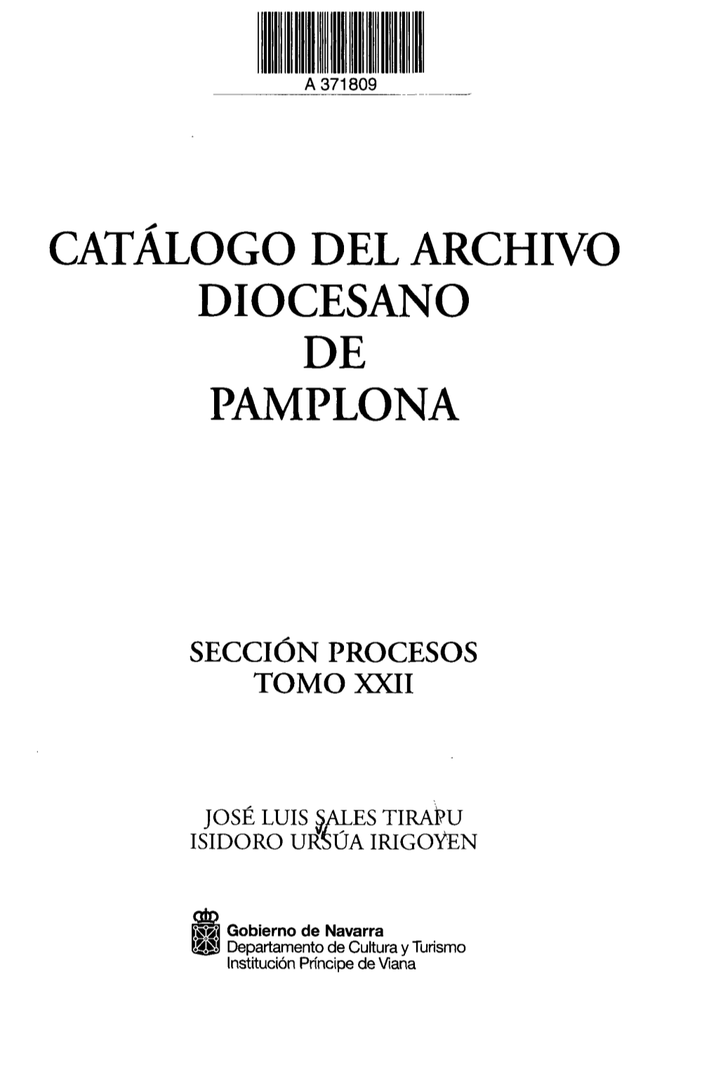 Catálogo Del Archivo Diocesano De Pamplona