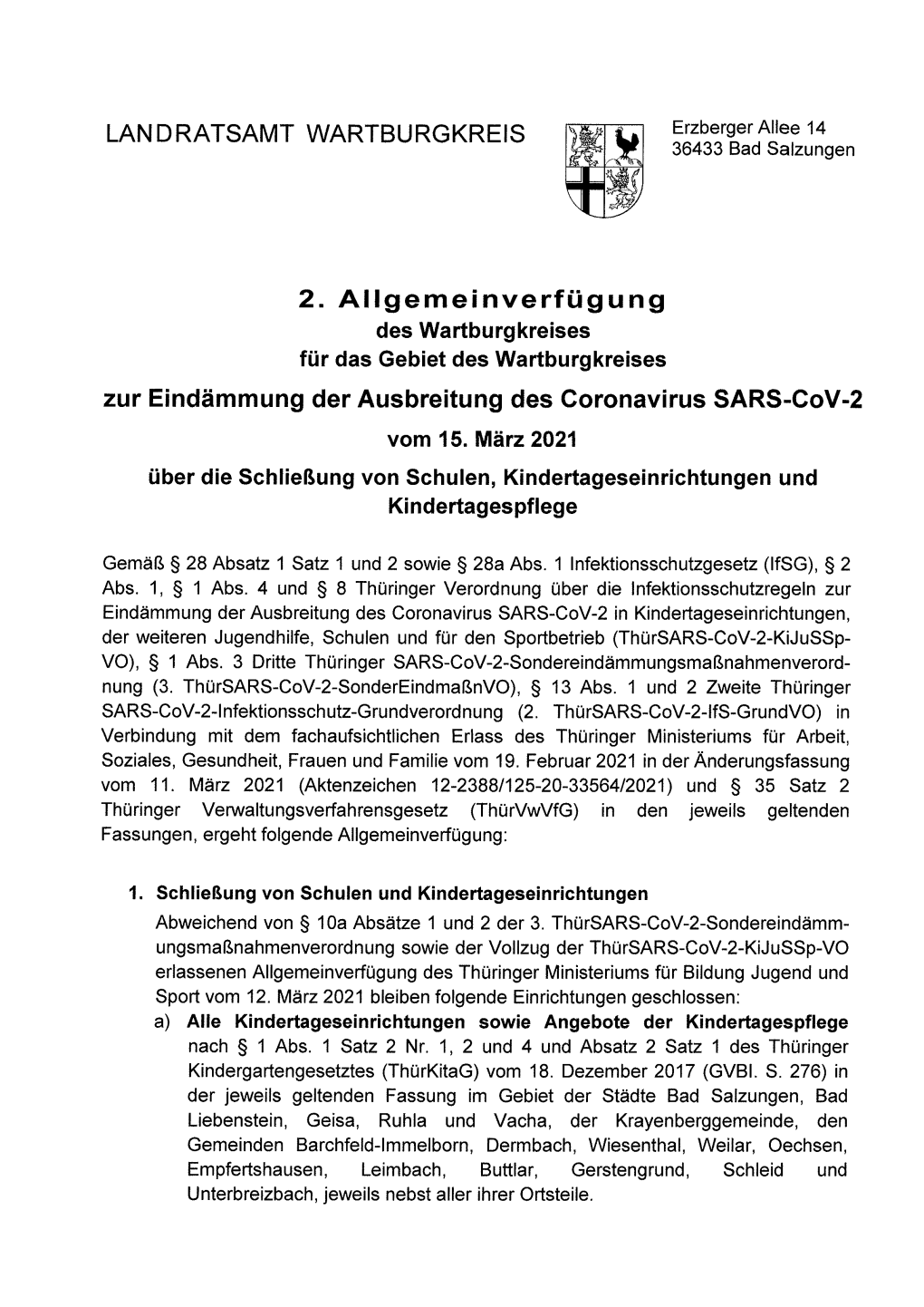 LANDRATSAMT WARTBURGKREIS 36433 Bad Salzungen