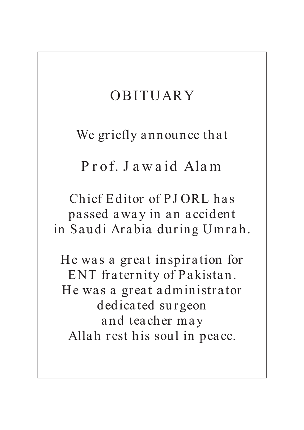 Prof. Jawaid Alam