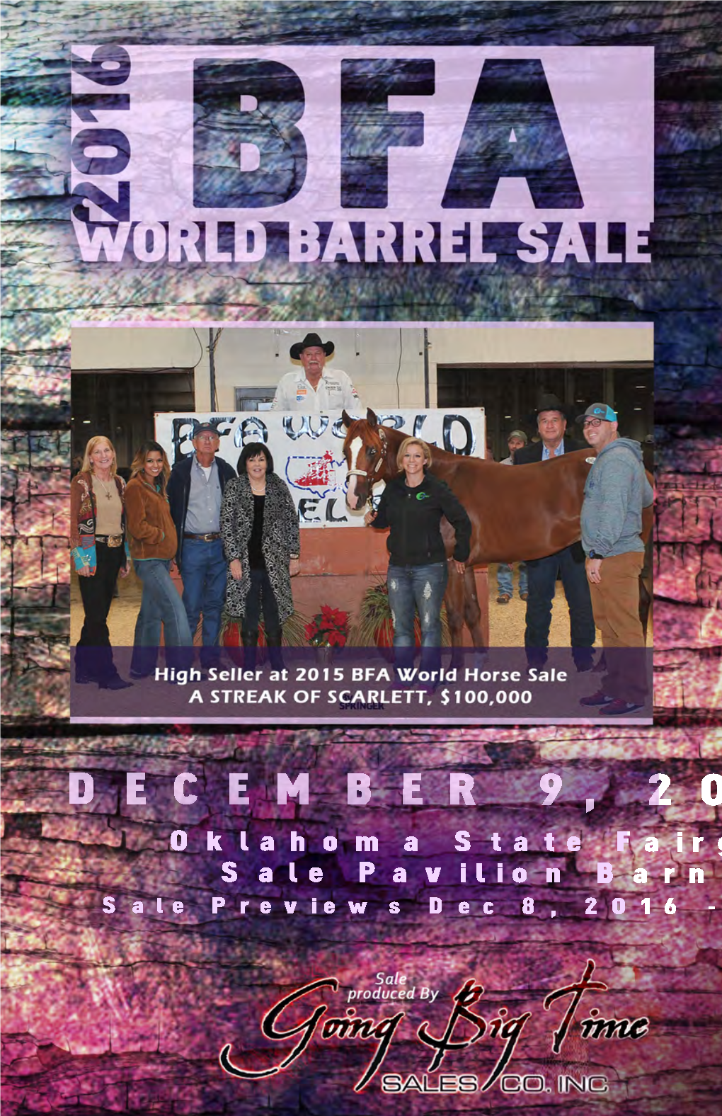 2016 BFA World Championship Barrel Horse Sale Index to Consignors