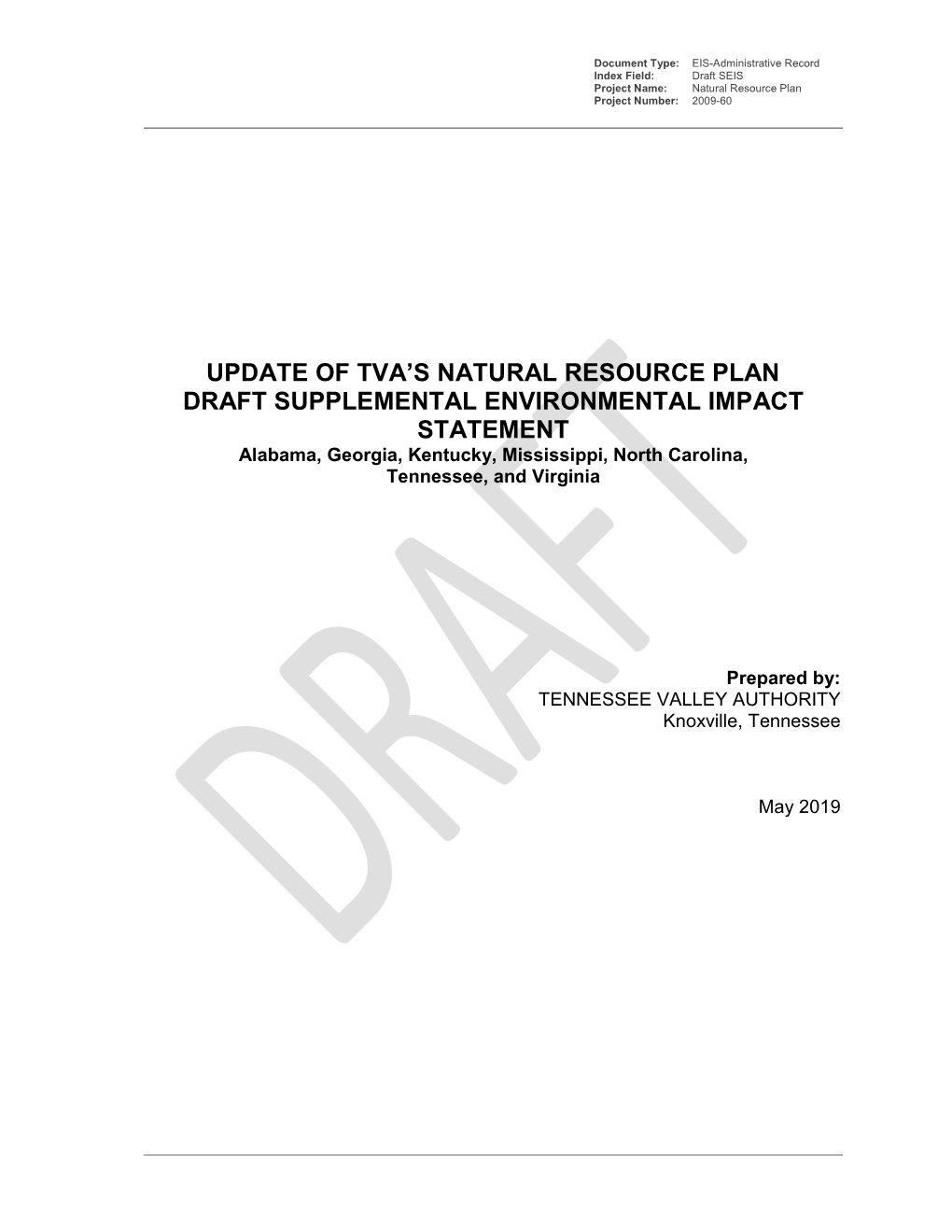 Update of TVA's Natural Resource Plan Draft Supplemental Environmental Impact Statement