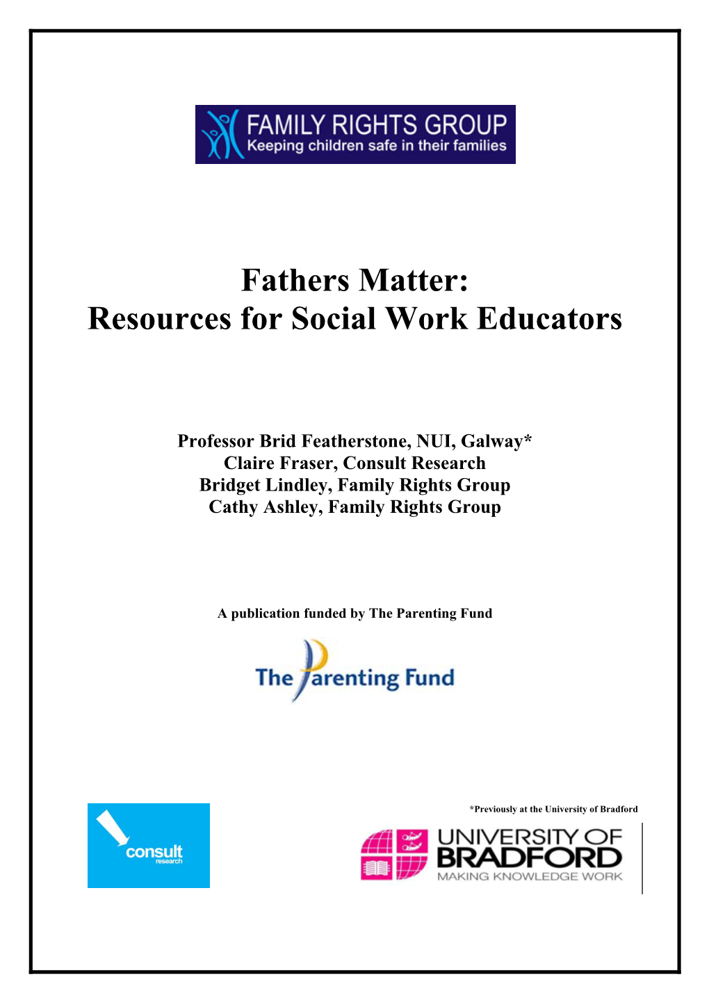 Fathers Matter: Resources for Social Work Educators