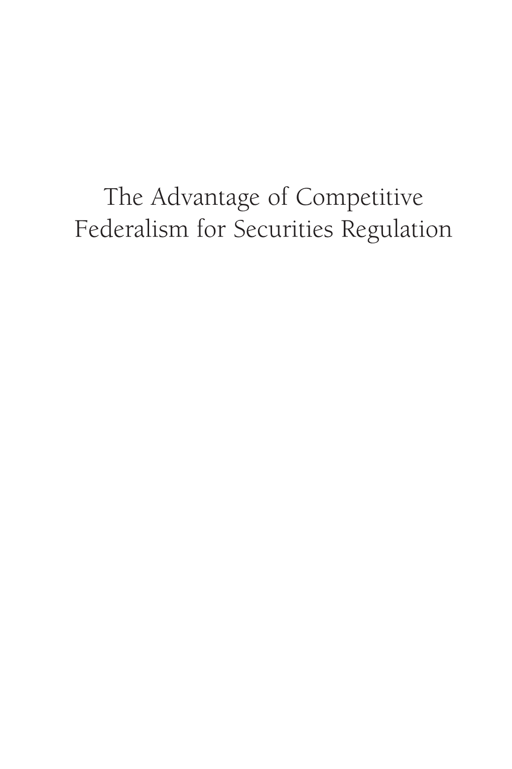 5 Competitive Federalism and International Securities Regulation