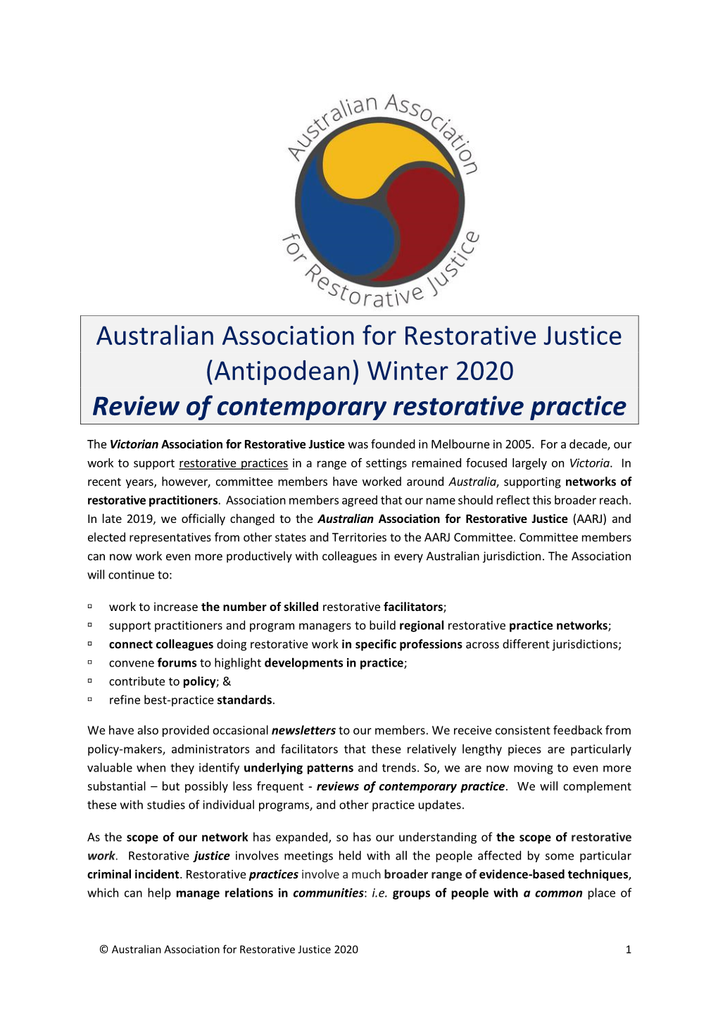 AARJ WINTER 2020 Review of Practice