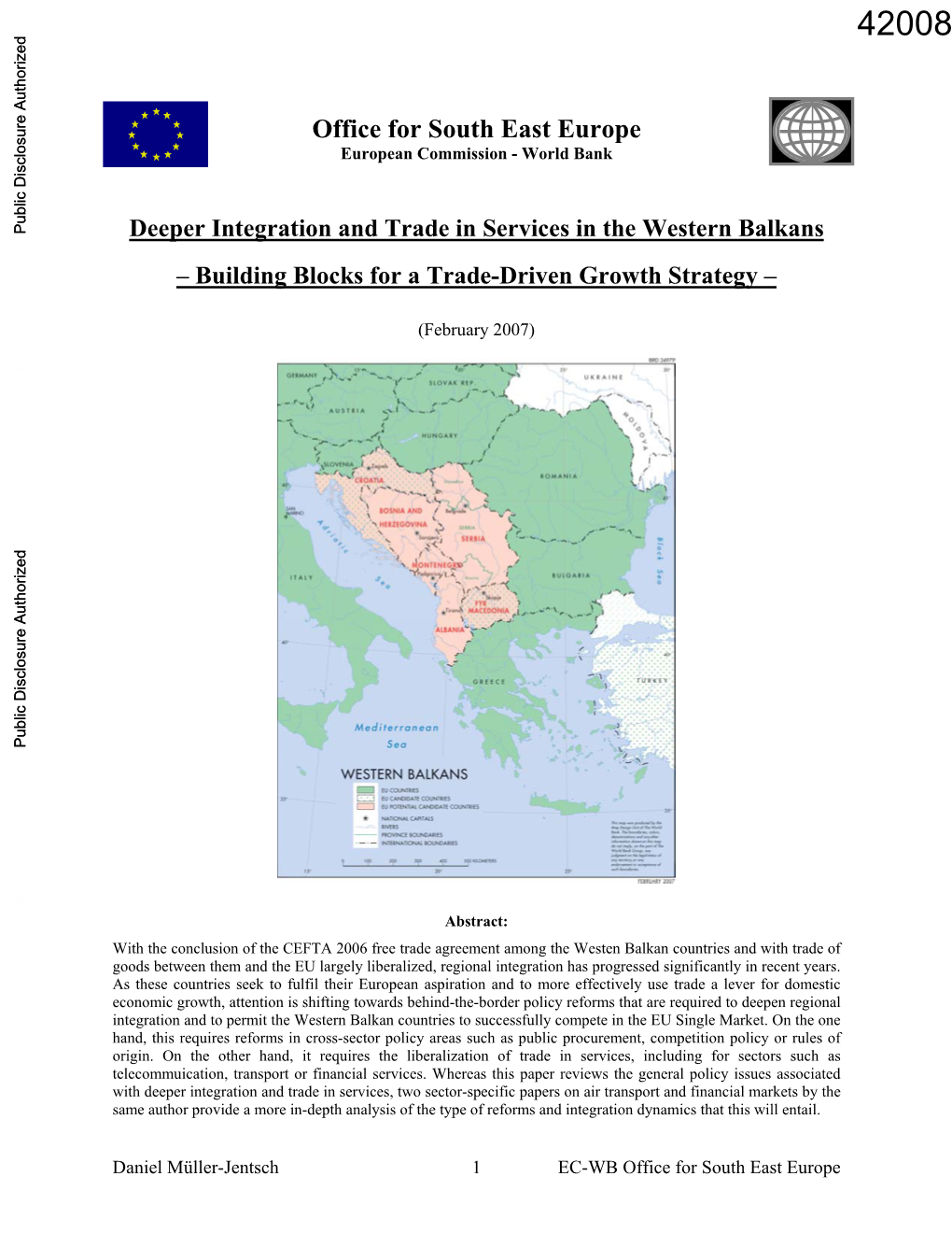 Deeper Integration and Trade in Services in the Western Balkans – Building Blocks for a Trade-Driven Growth Strategy –