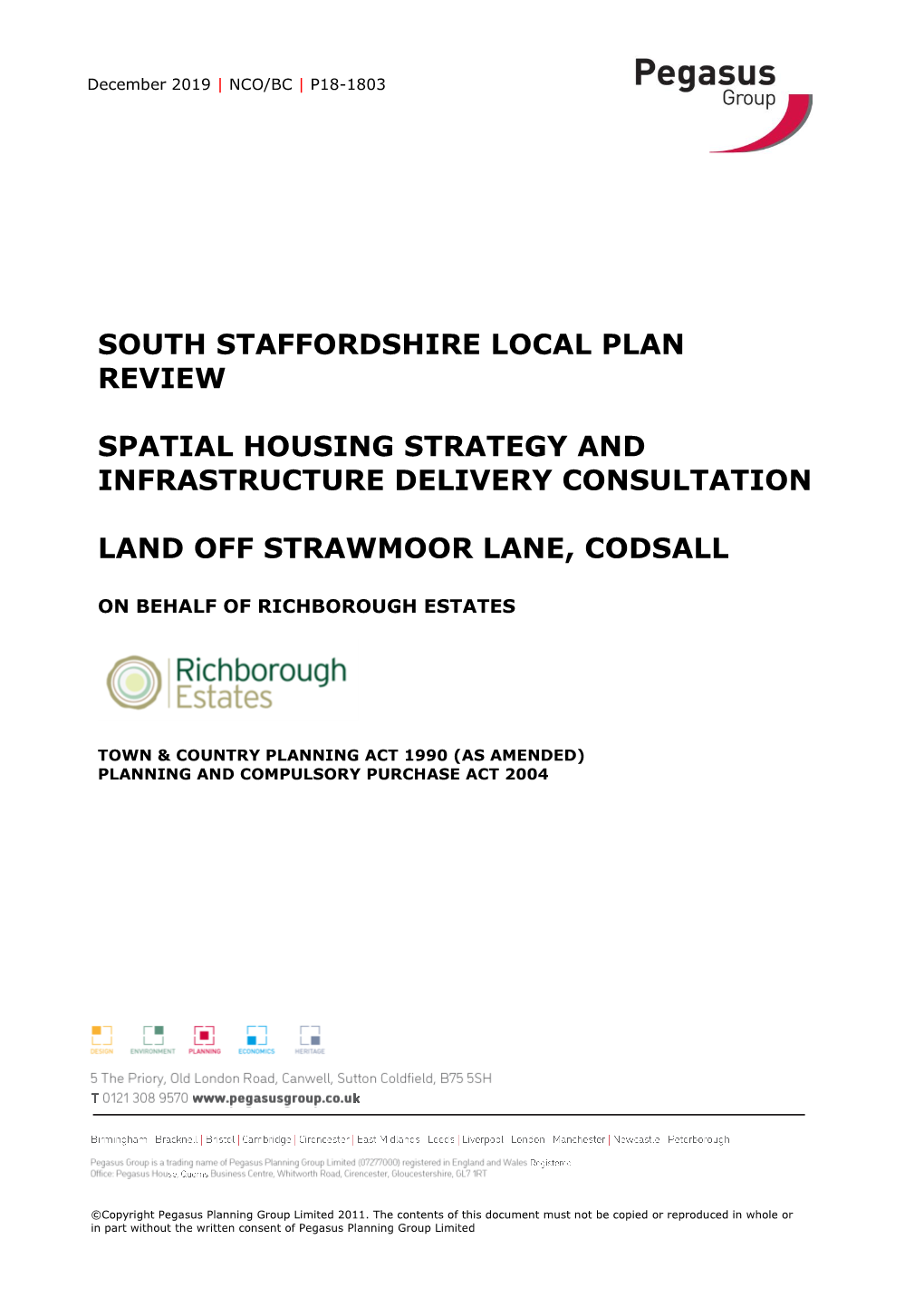 South Staffordshire Local Plan Review Spatial Housing Strategy And