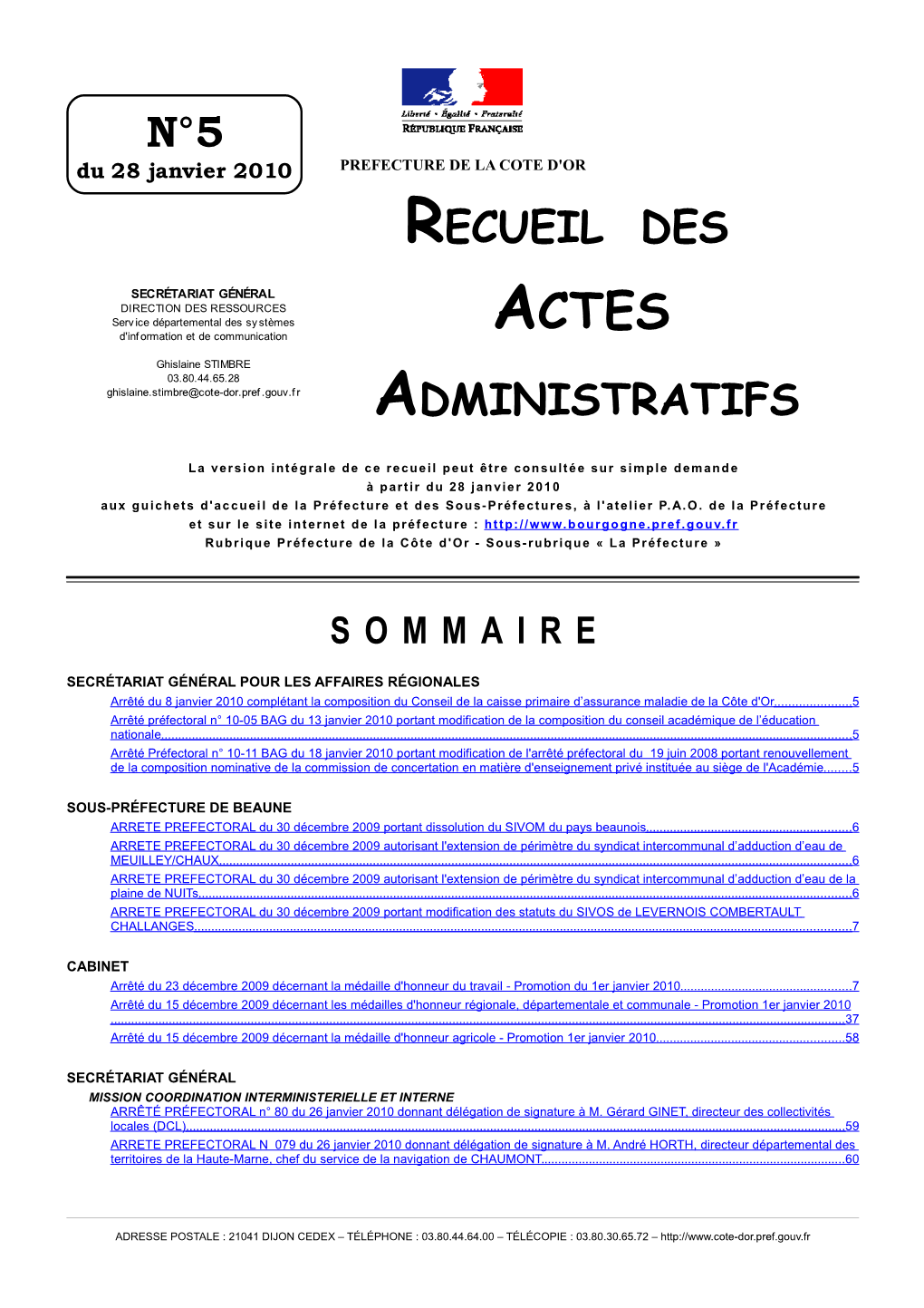 N°5 Recueil Des Administratifs