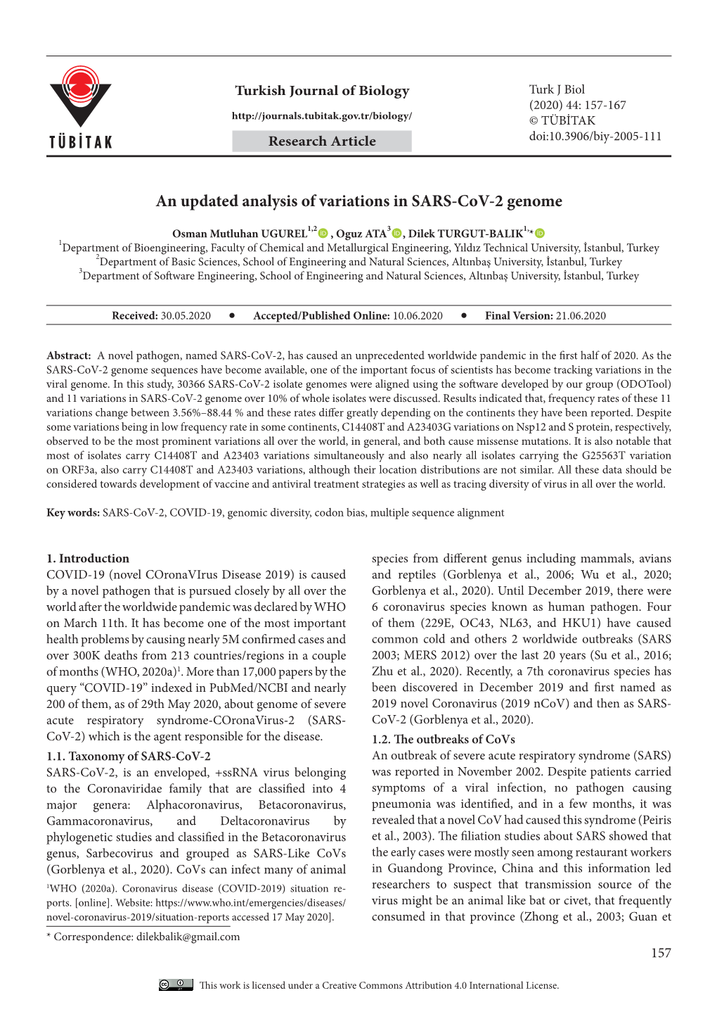 An Updated Analysis of Variations in SARS-Cov-2 Genome