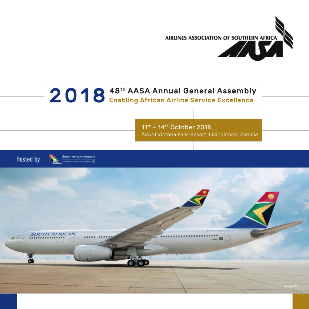 Programme Brochure Amend2.Indd 1 2018/06/04 1:09 PM 48Th AASA Annual General Assembly 2018Enabling African Airline Service Excellence