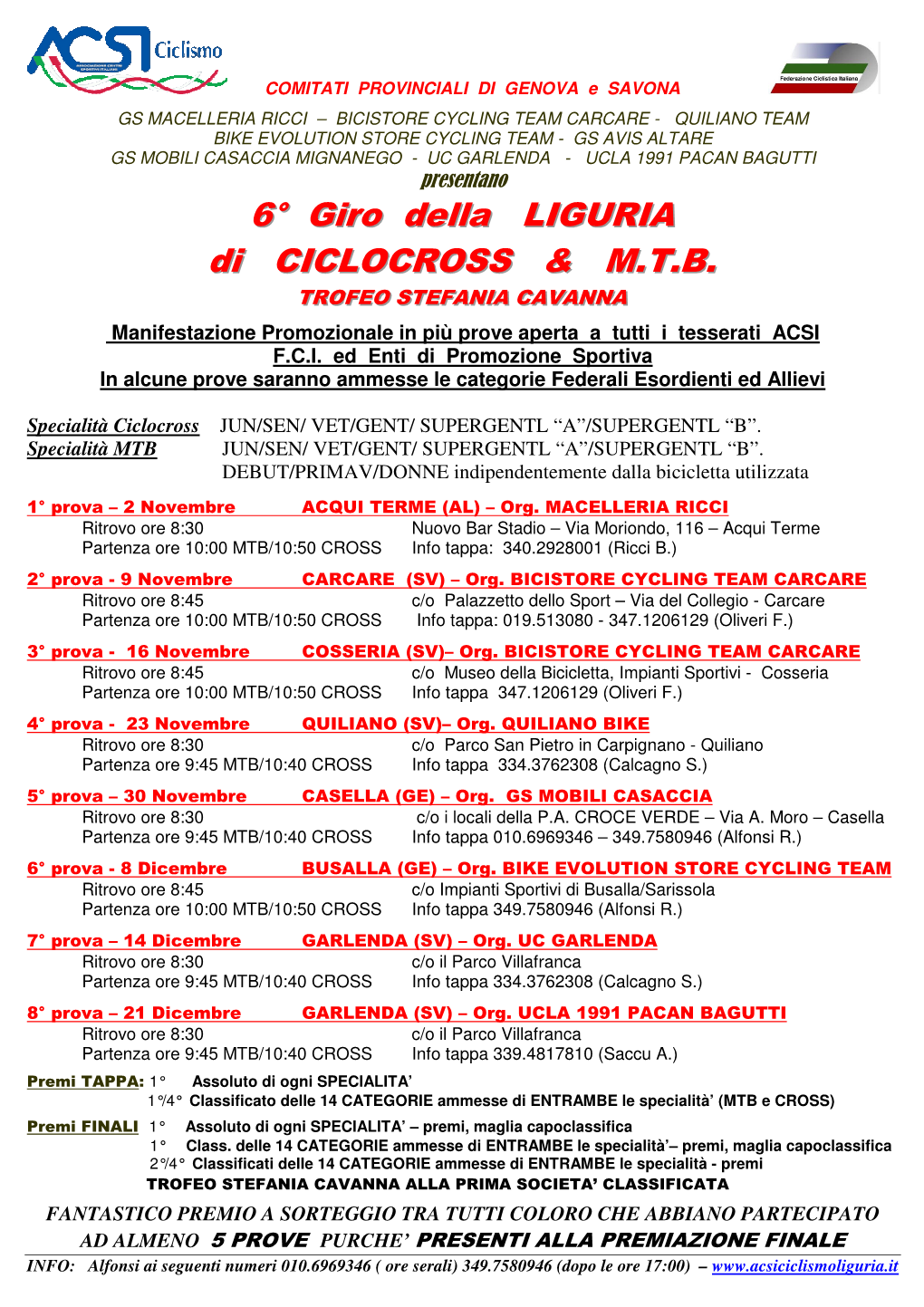 6° Giro Della LIGURIA Di CICLOCROSS & M.T.B
