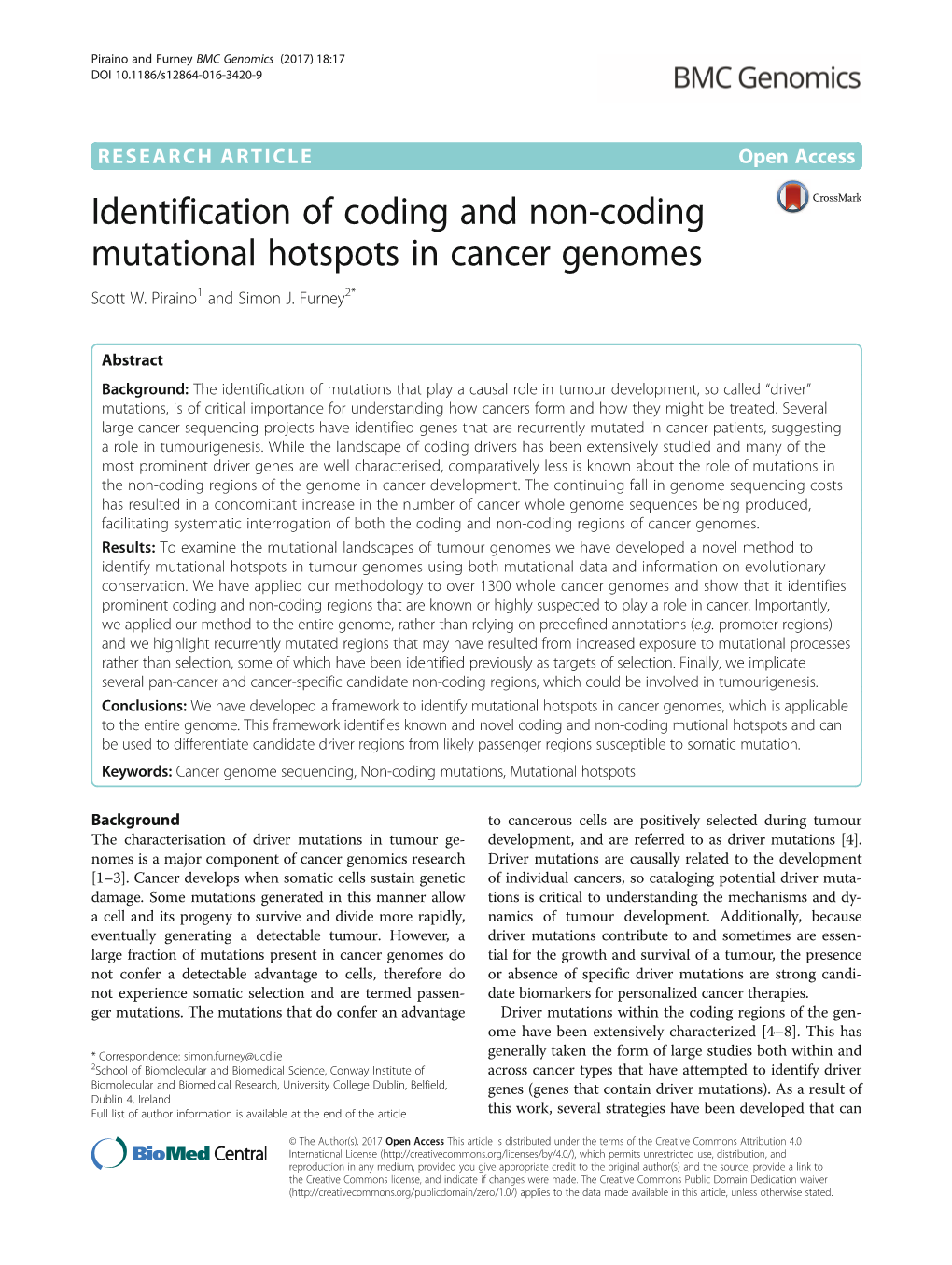 Identification of Coding and Non-Coding Mutational Hotspots in Cancer Genomes Scott W