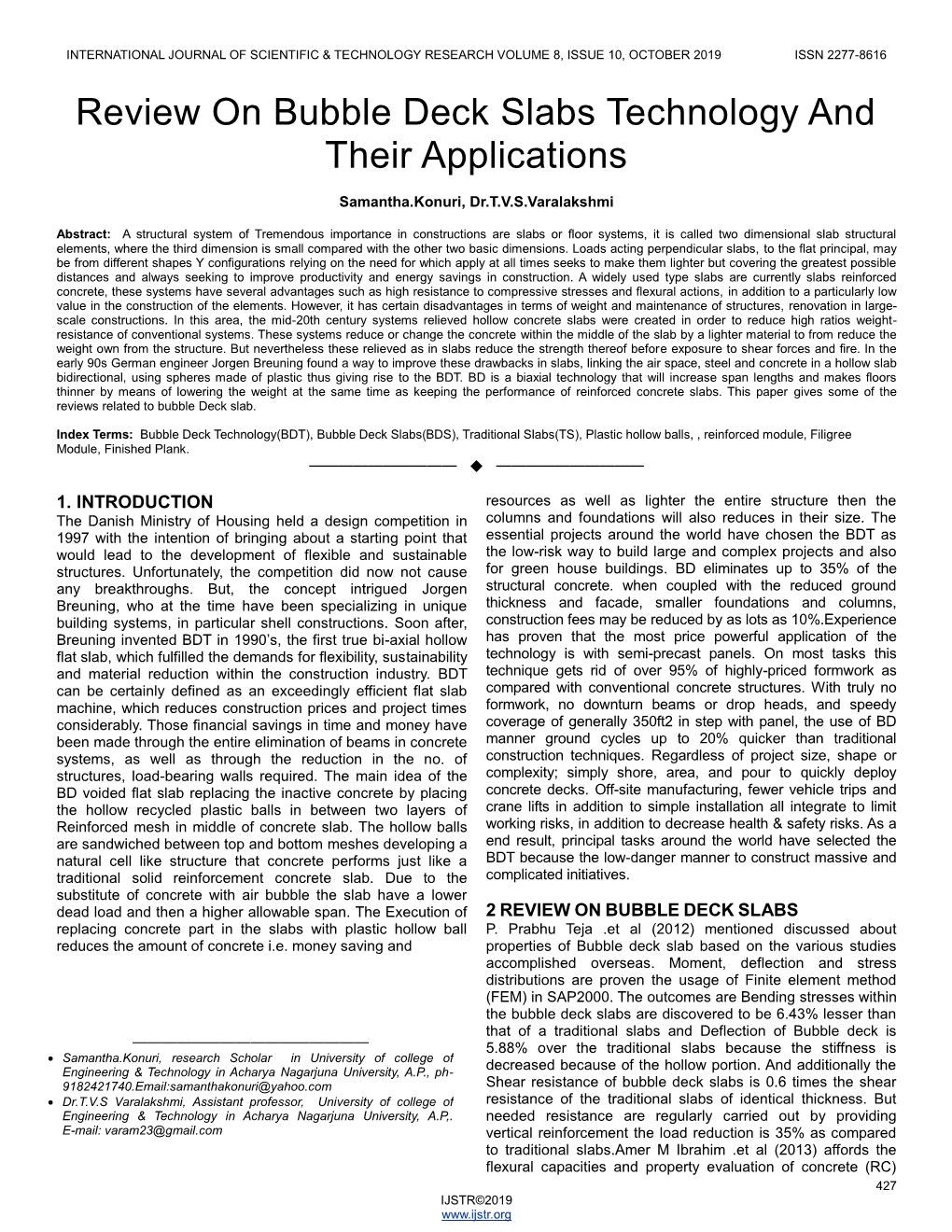 Review on Bubble Deck Slabs Technology and Their Applications