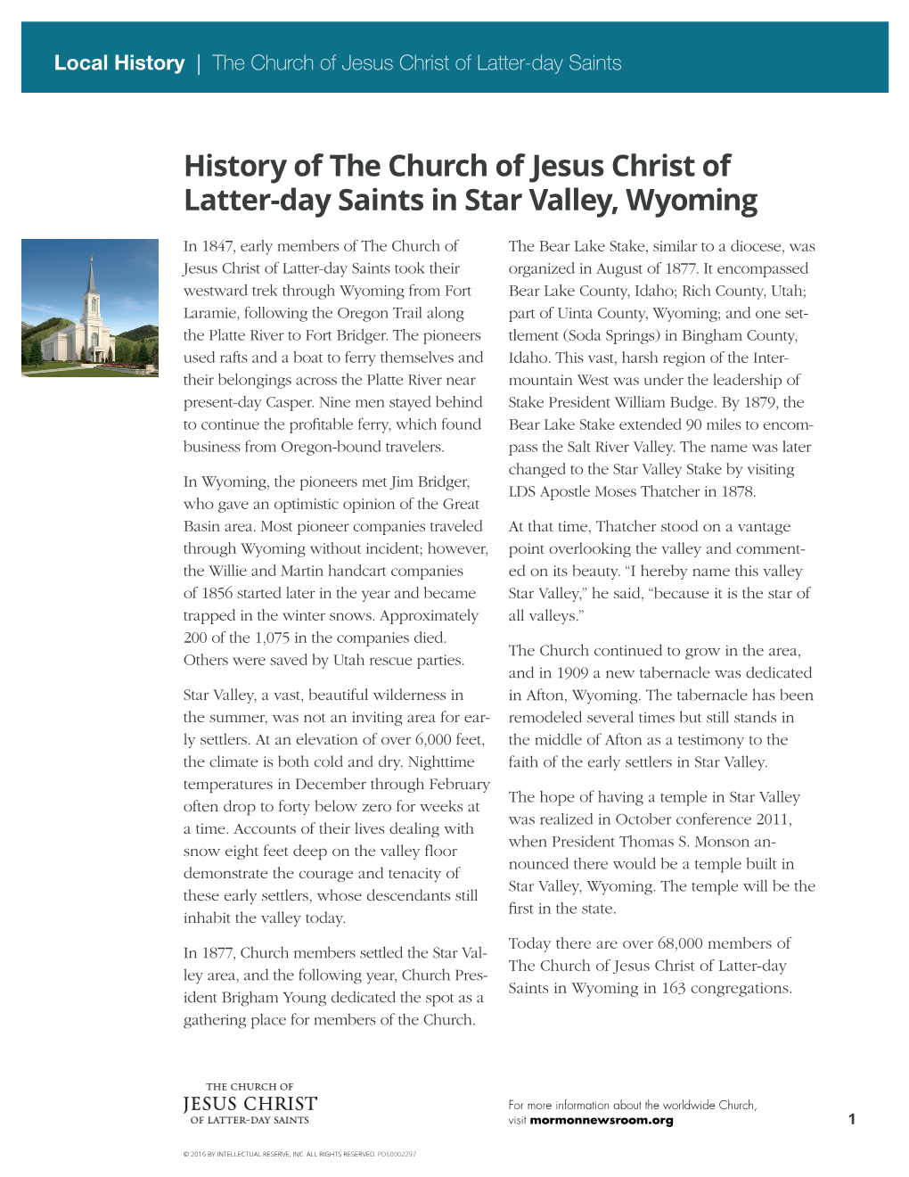 History of the Church of Jesus Christ of Latter-Day Saints in Star Valley, Wyoming