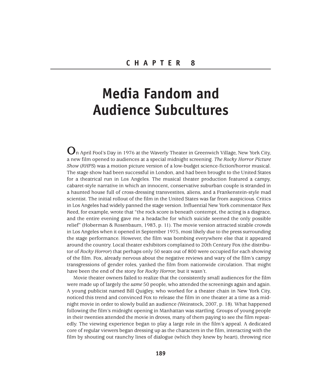 Media Fandom and Audience Subcultures