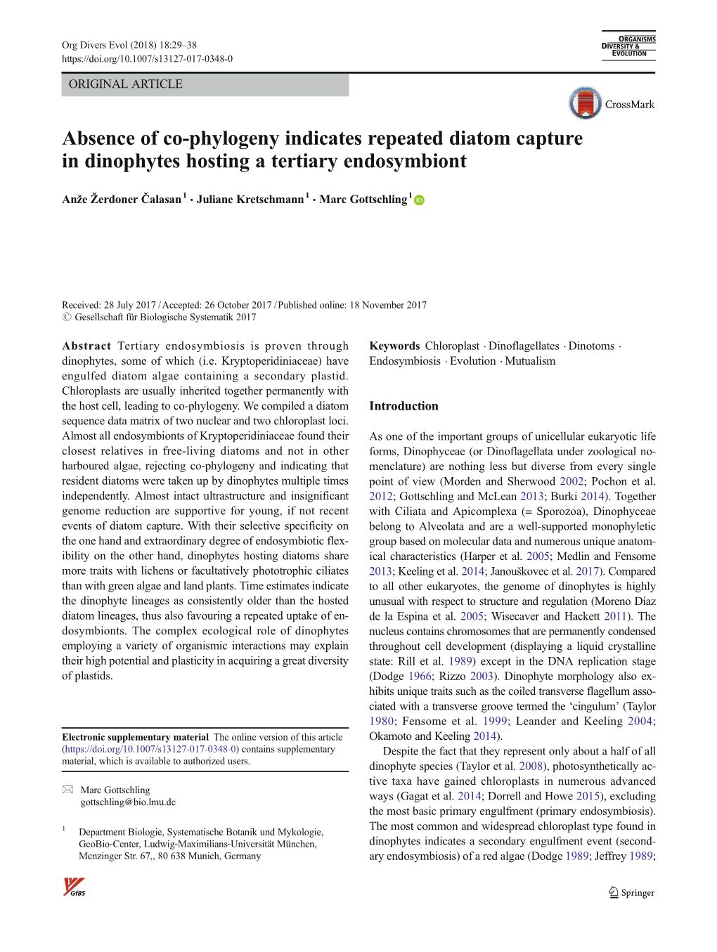 Absence of Co-Phylogeny Indicates Repeated Diatom Capture in Dinophytes Hosting a Tertiary Endosymbiont