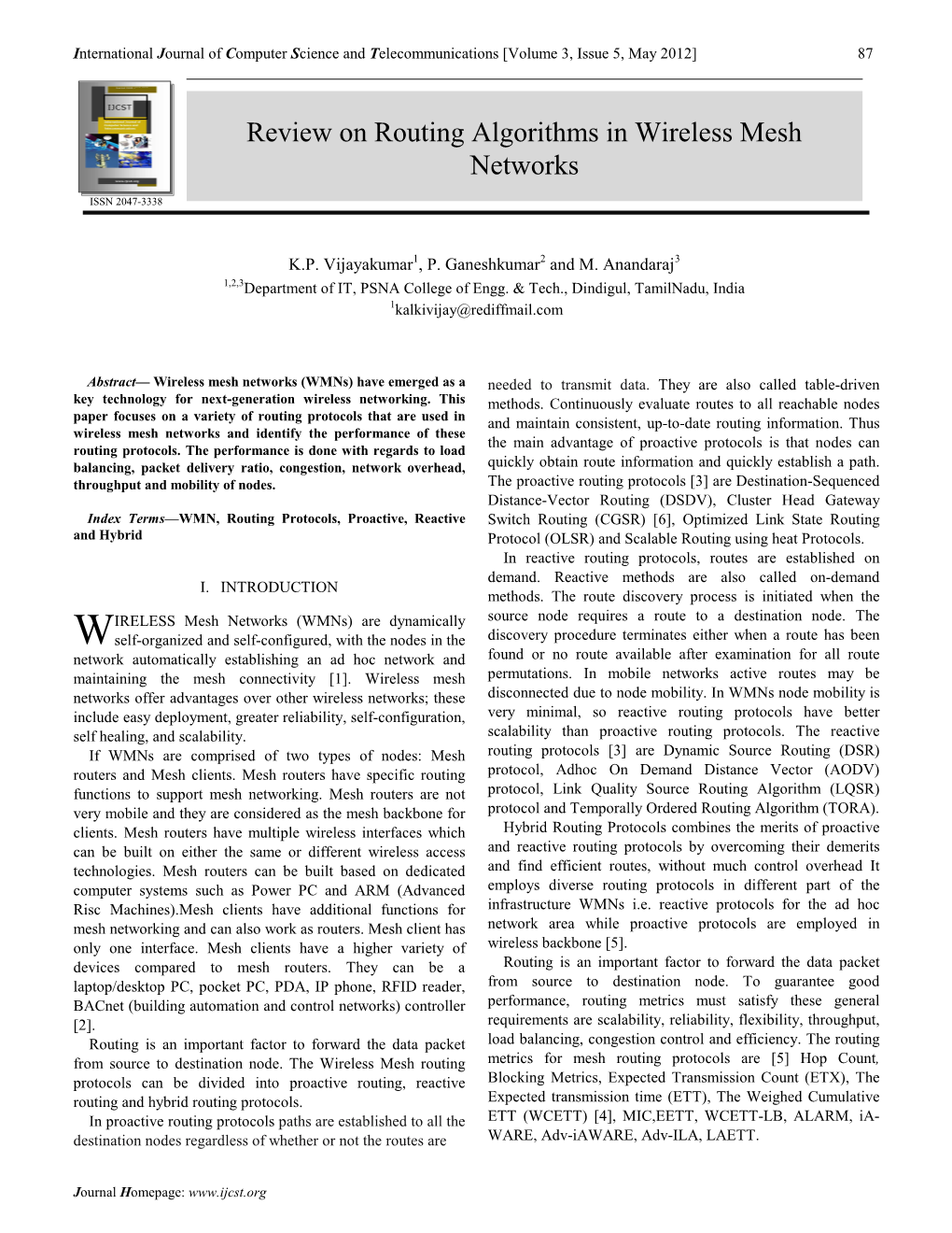 Review on Routing Algorithms in Wireless Mesh Networks