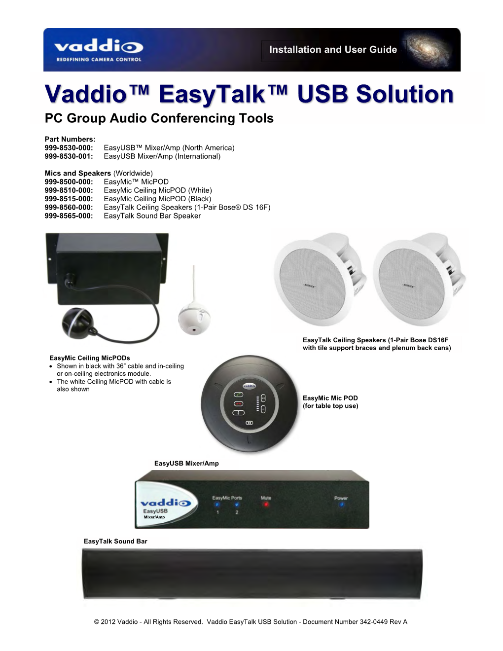 Vaddio™ Easytalk™ USB Solution PC Group Audio Conferencing Tools