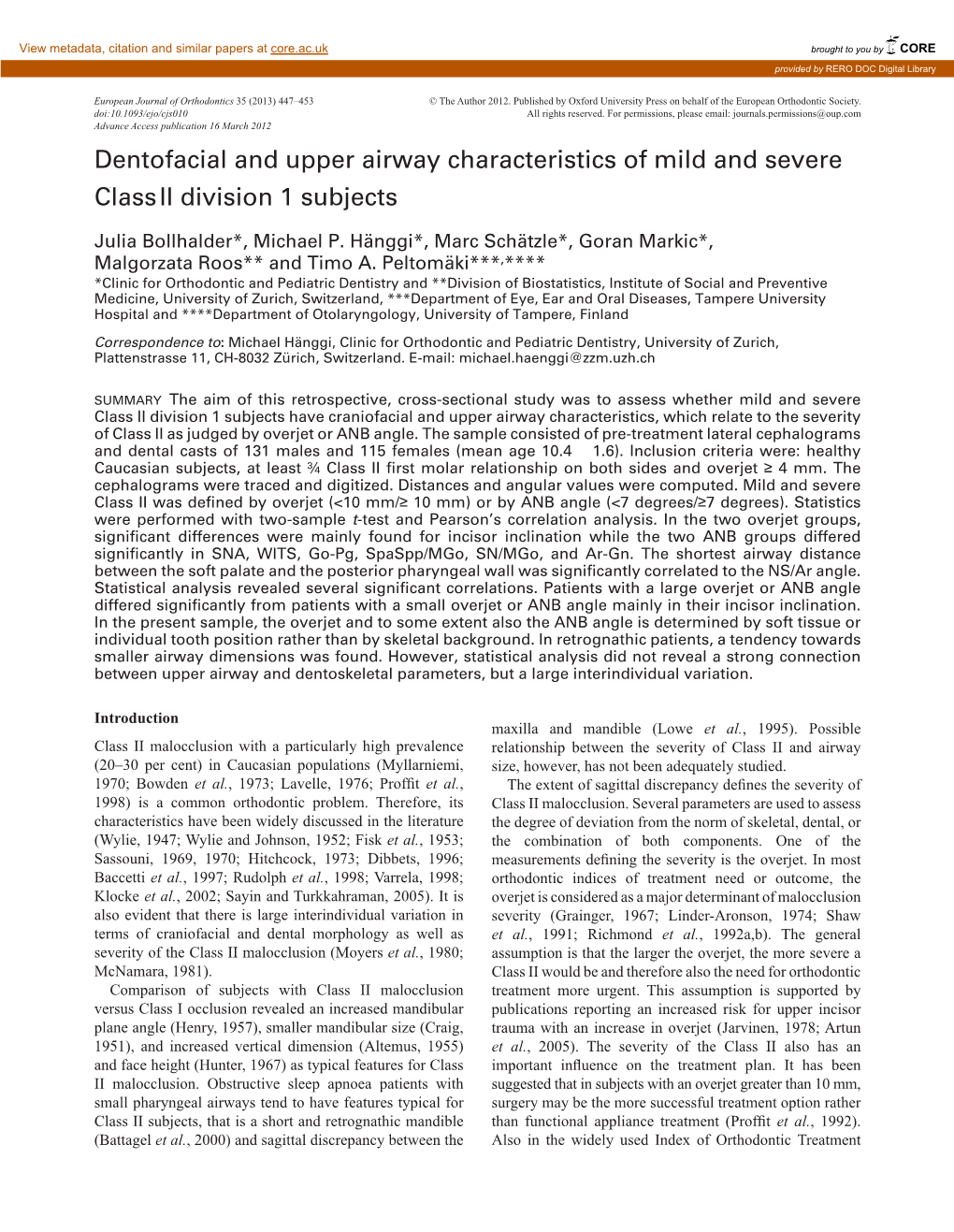 Dentofacial and Upper Airway Characteristics of Mild and Severe Classclass II Division 1 Subjects