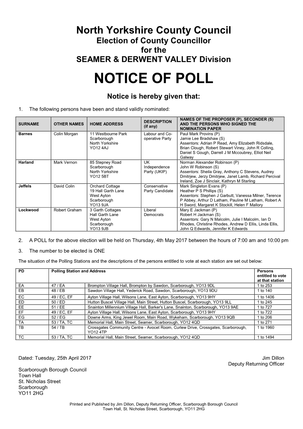 Notice of Poll