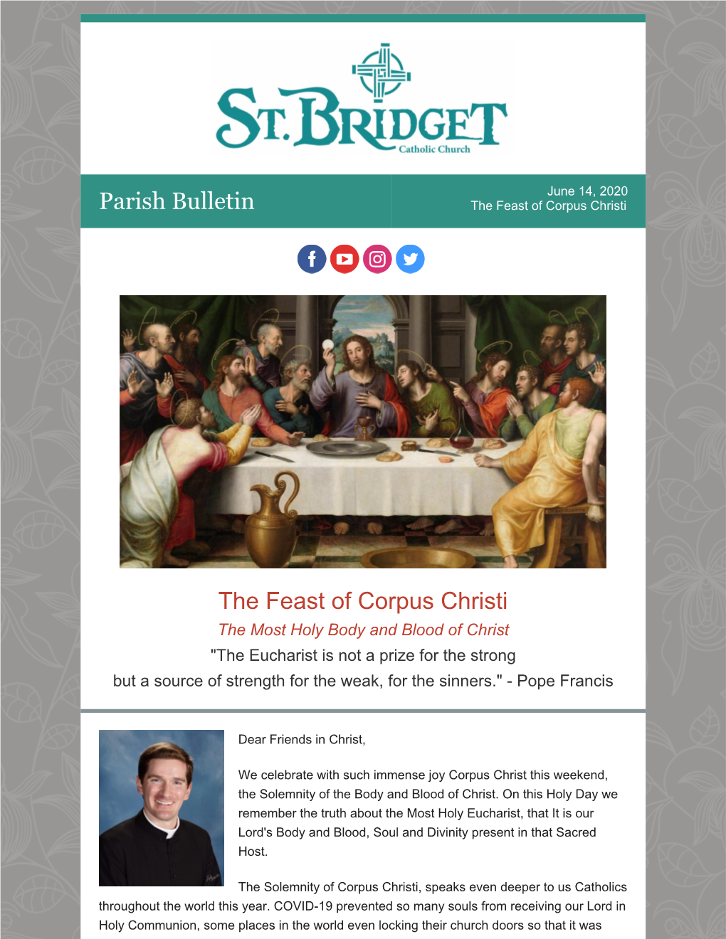 Parish Bulletin the Feast of Corpus Christi
