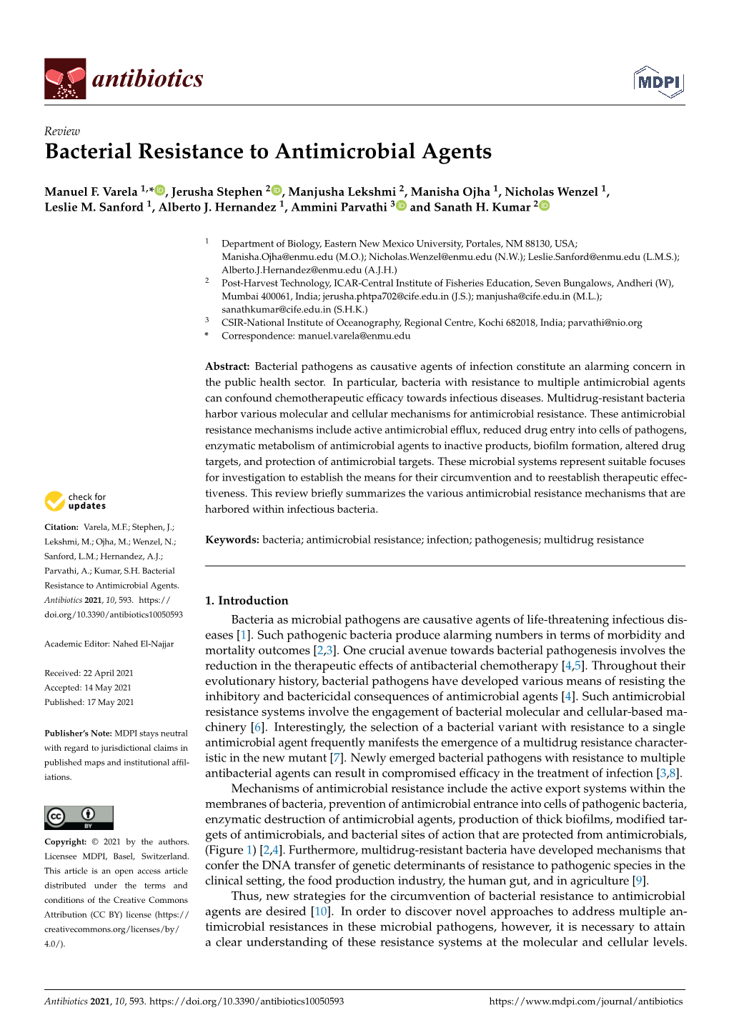 Bacterial Resistance to Antimicrobial Agents