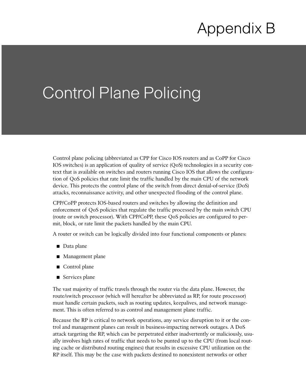 Control Plane Policing