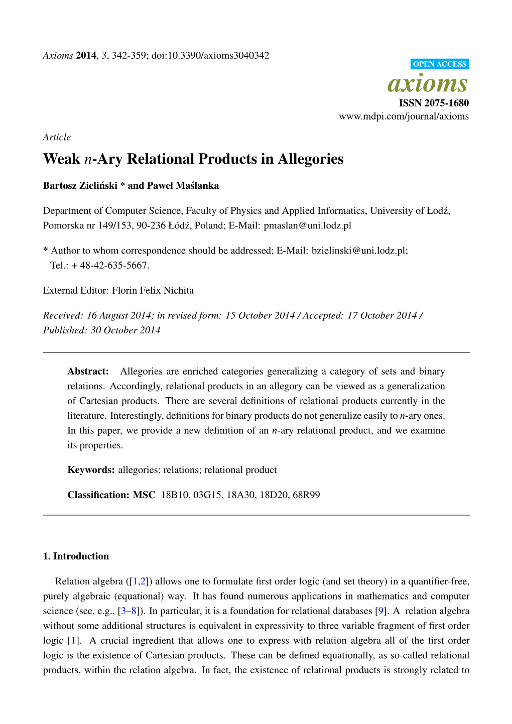 Weak N-Ary Relational Products in Allegories