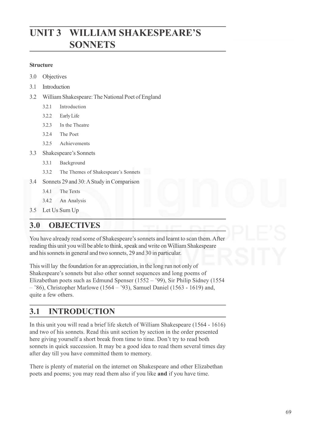 Unit 3 William Shakespeare's Sonnets