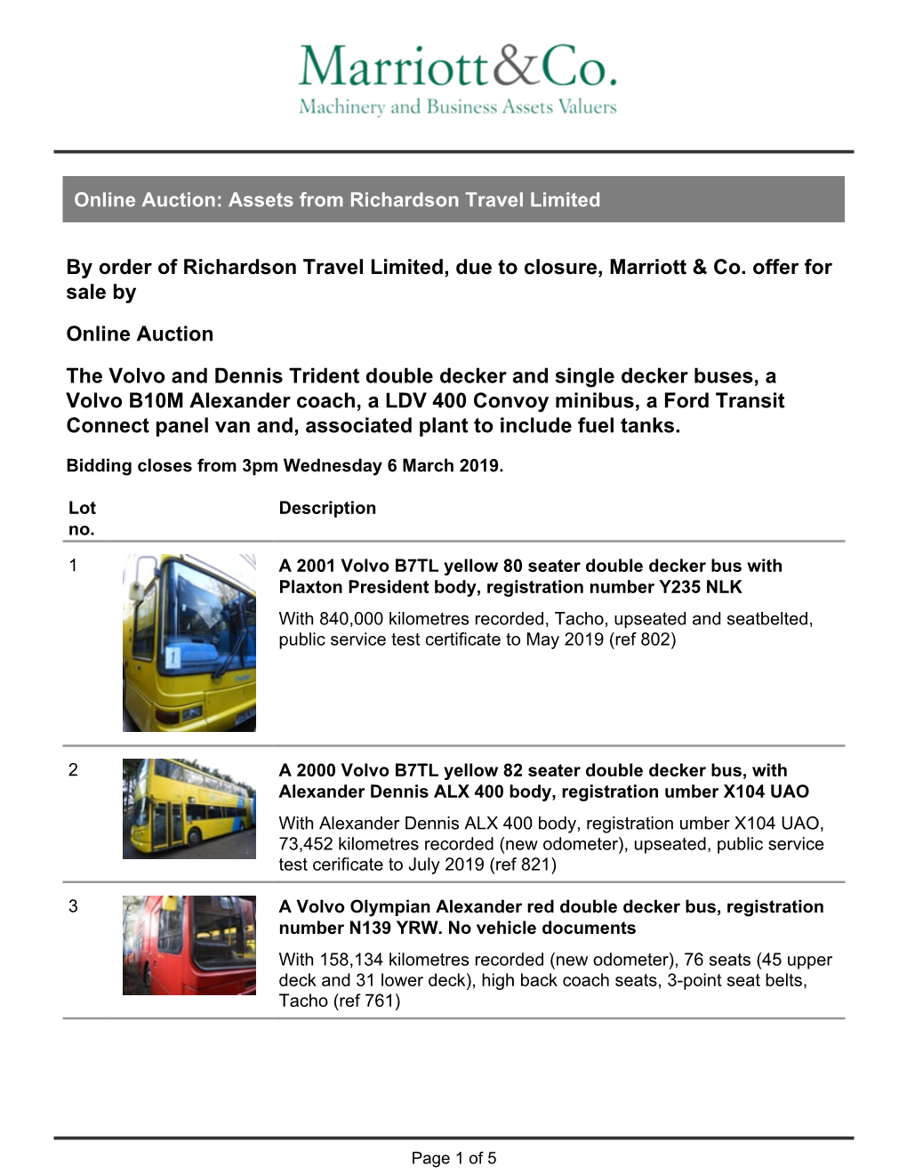 Online Auction: Assets from Richardson Travel Limited