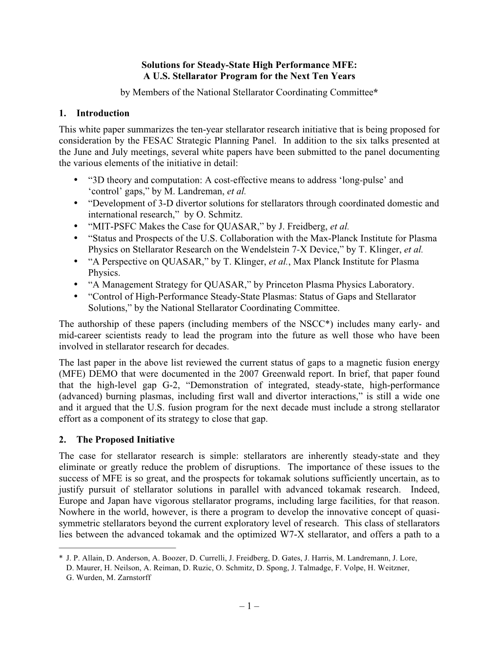 Stellarator Initiative Overview R3