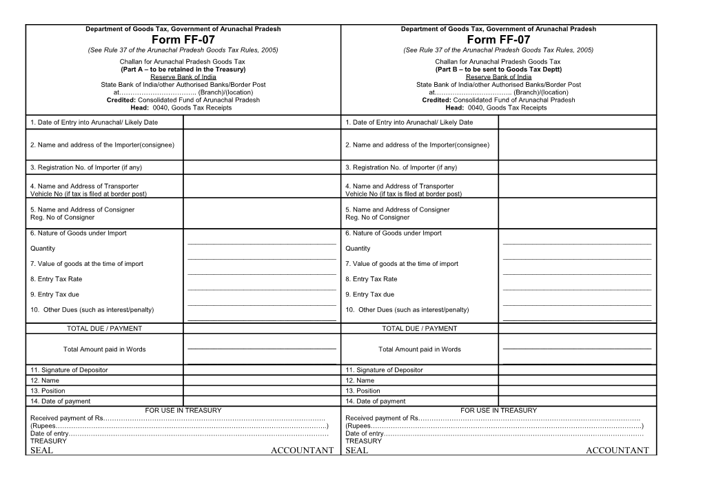 Department of Goods Tax, Government of Arunachal Pradesh