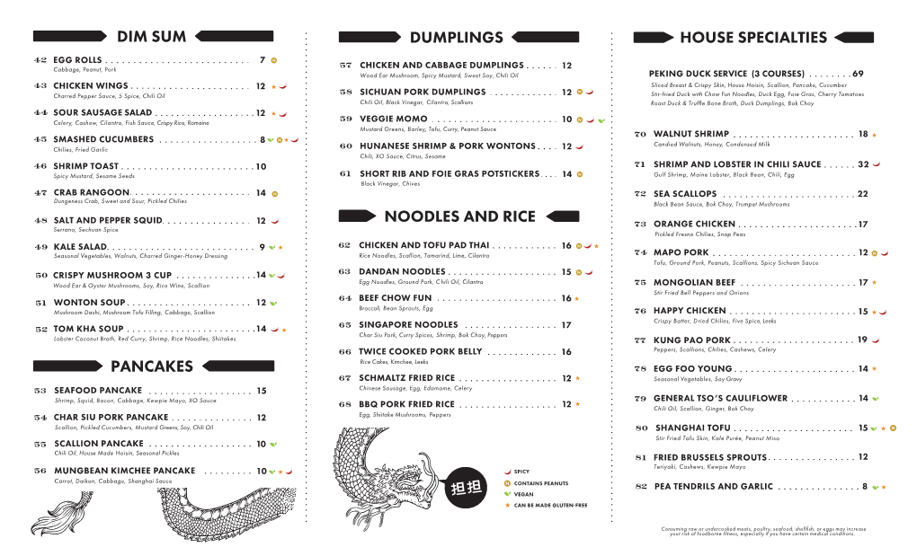 House Specialties Noodles and Rice Pancakes Dim Sum