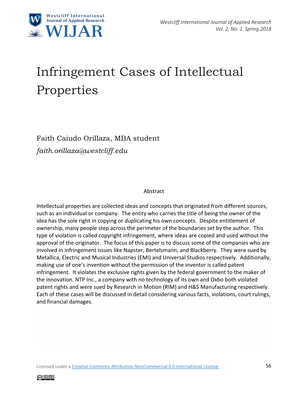Infringement Cases of Intellectual Properties