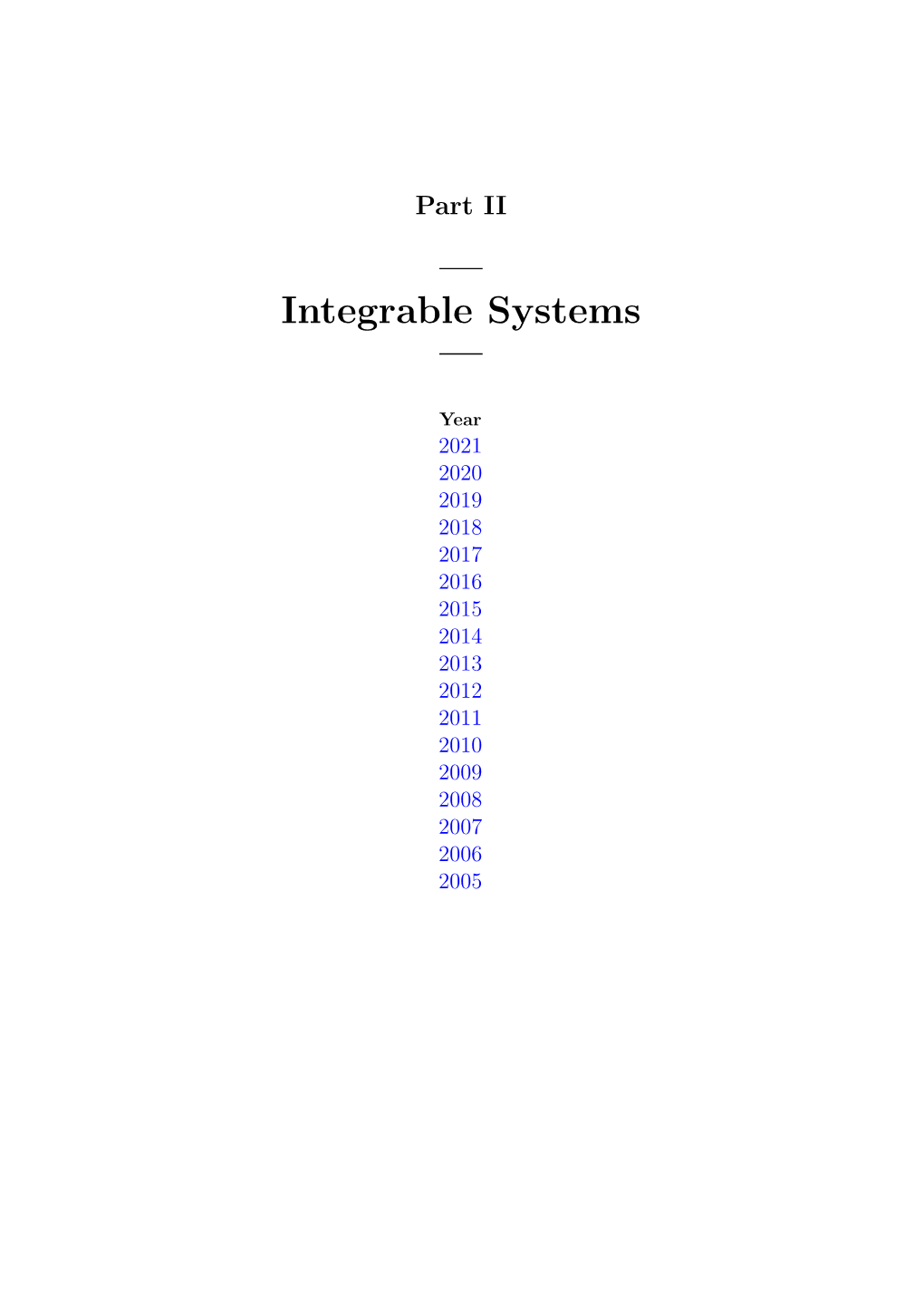 Part II — Integrable Systems —